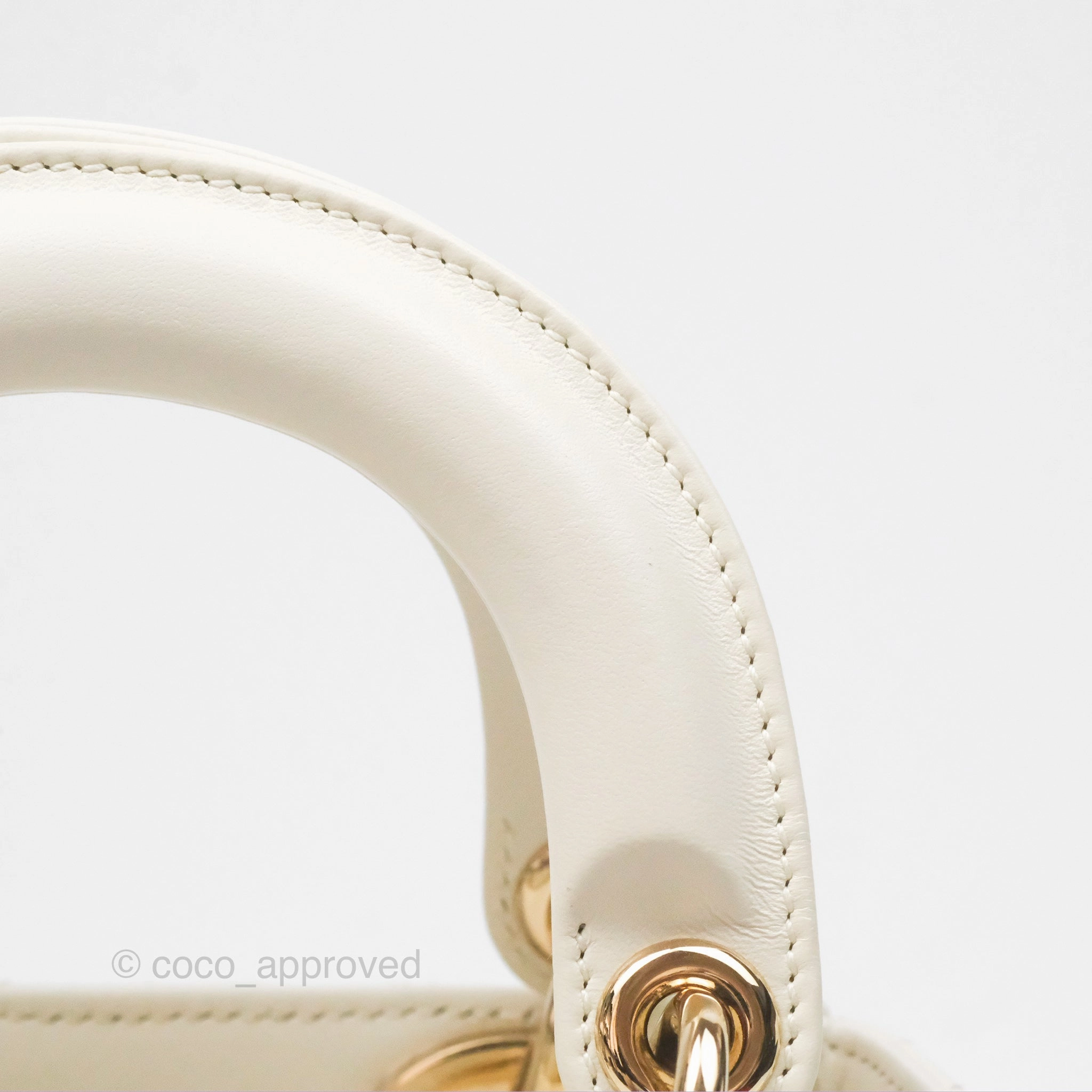 Christian Dior Mini Lady Dior Latte Cannage Lambskin Gold Hardware
