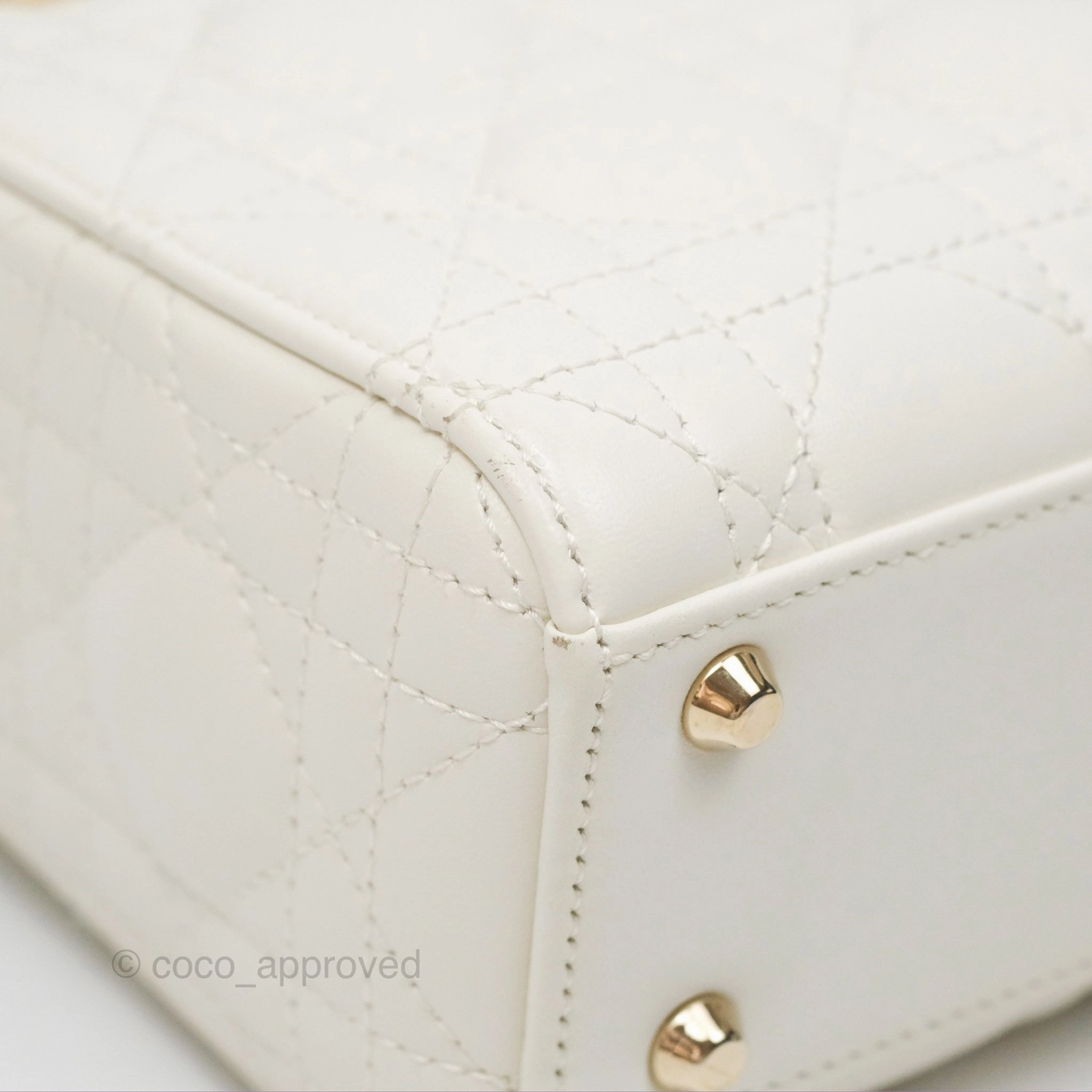 Christian Dior Mini Lady Dior Latte Cannage Lambskin Gold Hardware