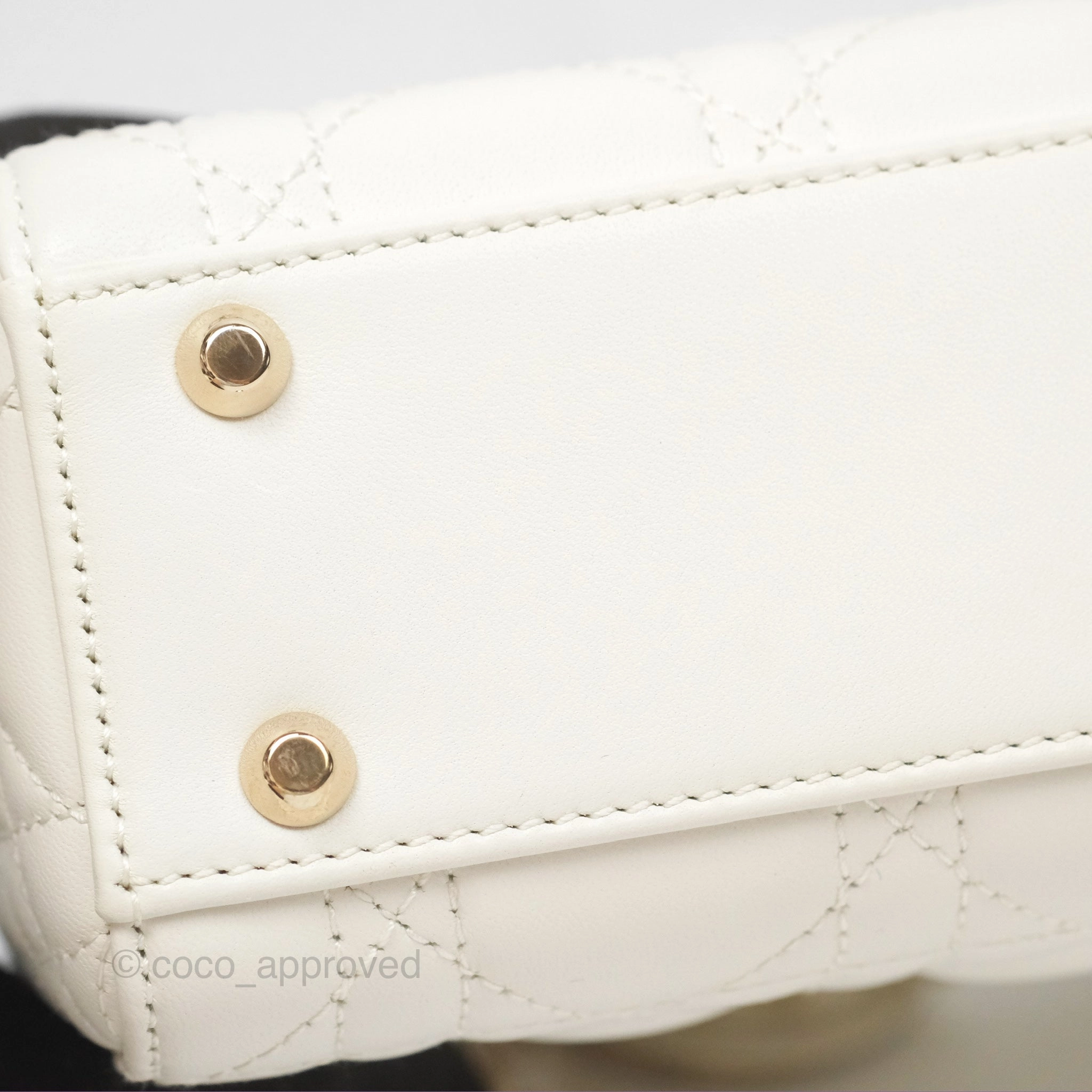 Christian Dior Mini Lady Dior Latte Cannage Lambskin Gold Hardware