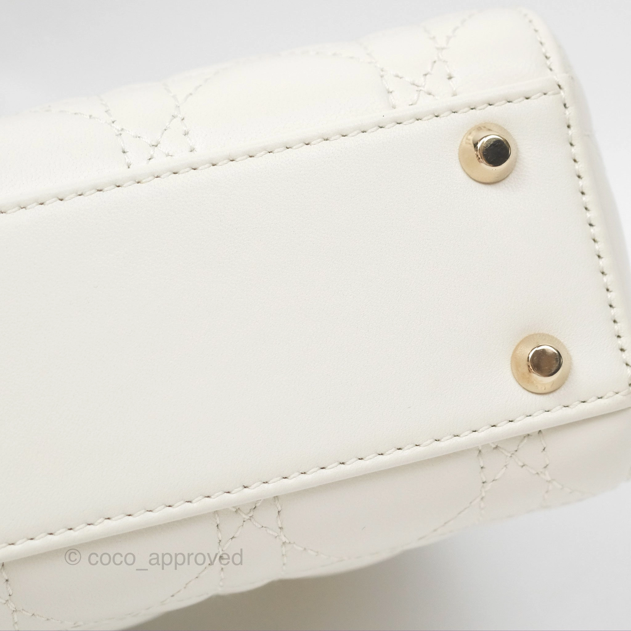 Christian Dior Mini Lady Dior Latte Cannage Lambskin Gold Hardware