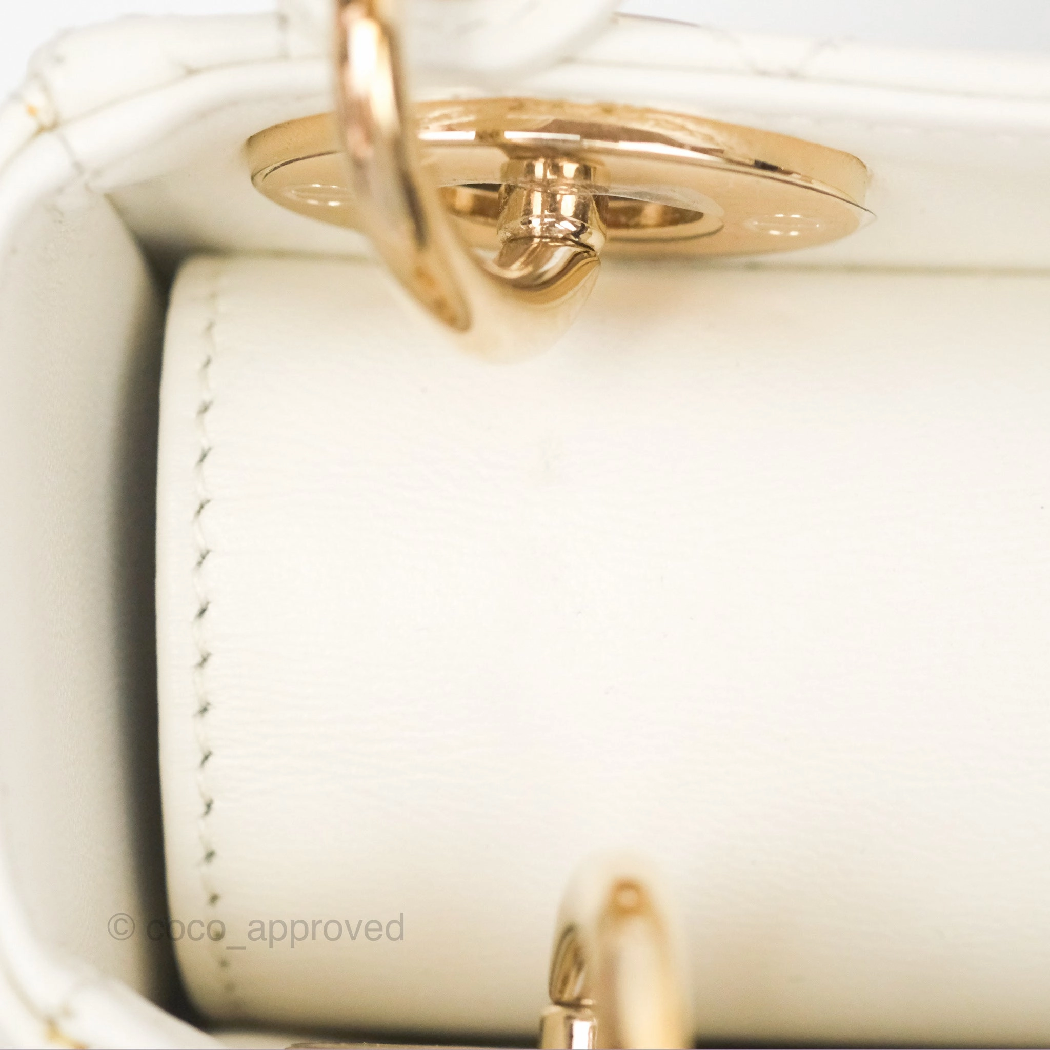 Christian Dior Mini Lady Dior Latte Cannage Lambskin Gold Hardware