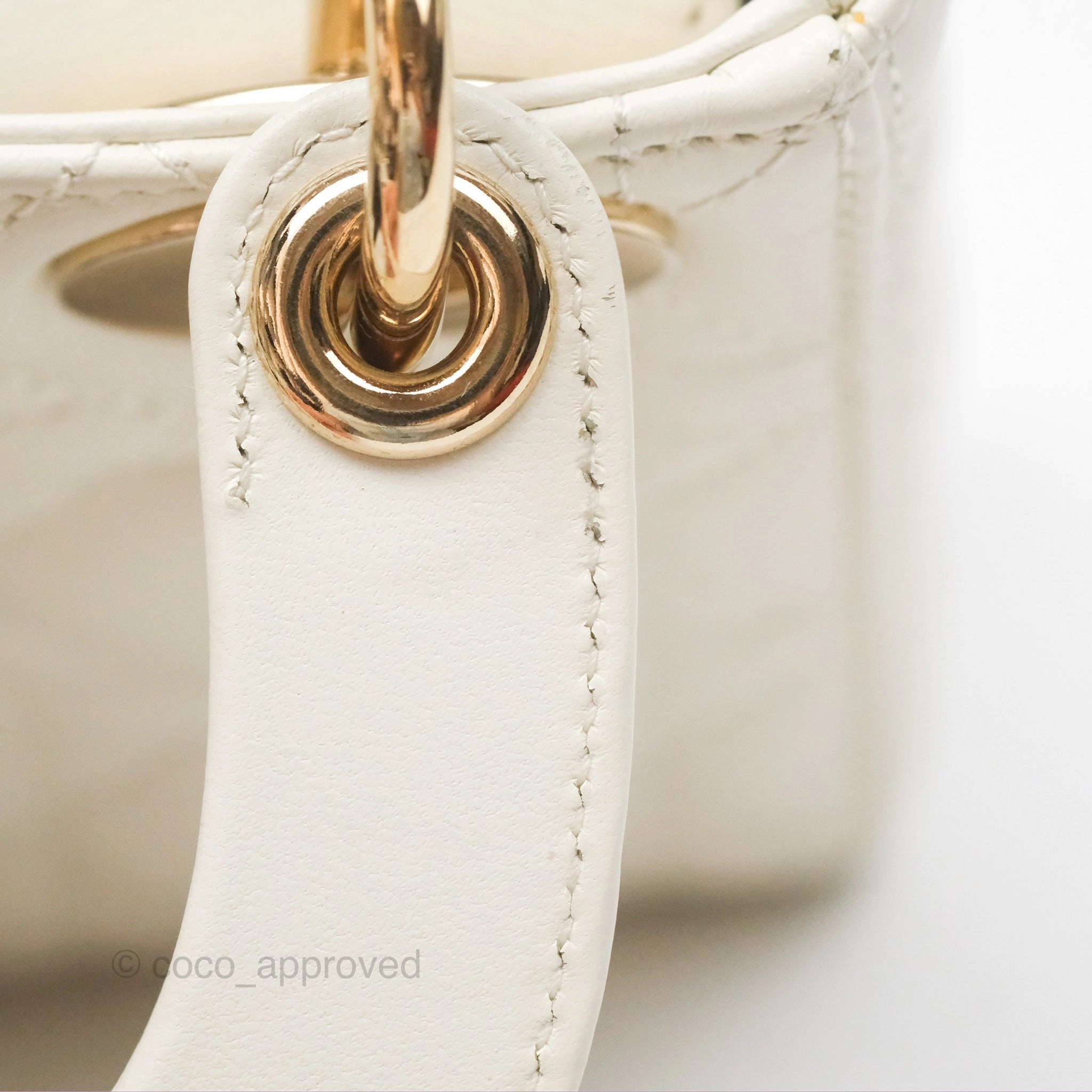 Christian Dior Mini Lady Dior Latte Cannage Lambskin Gold Hardware