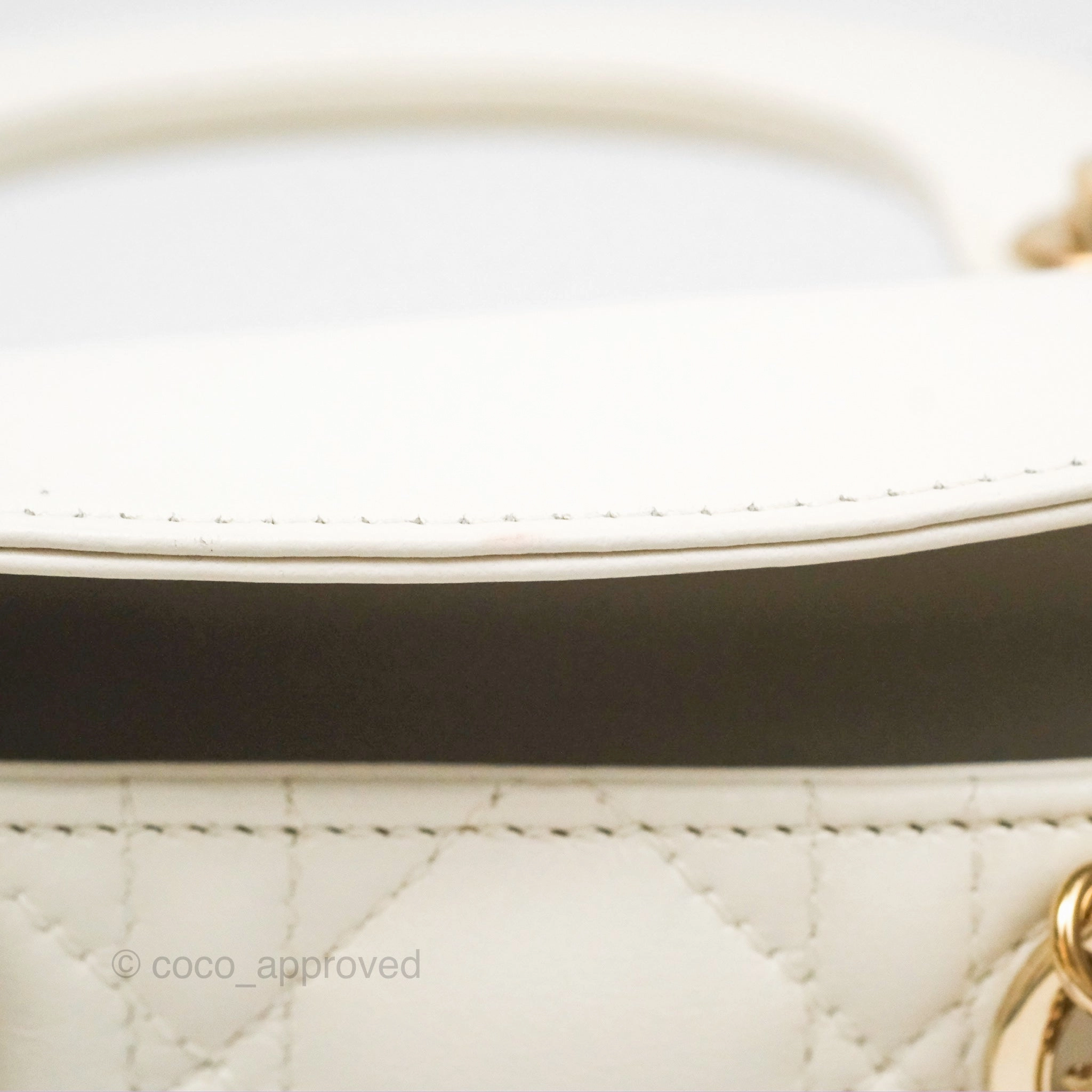 Christian Dior Mini Lady Dior Latte Cannage Lambskin Gold Hardware