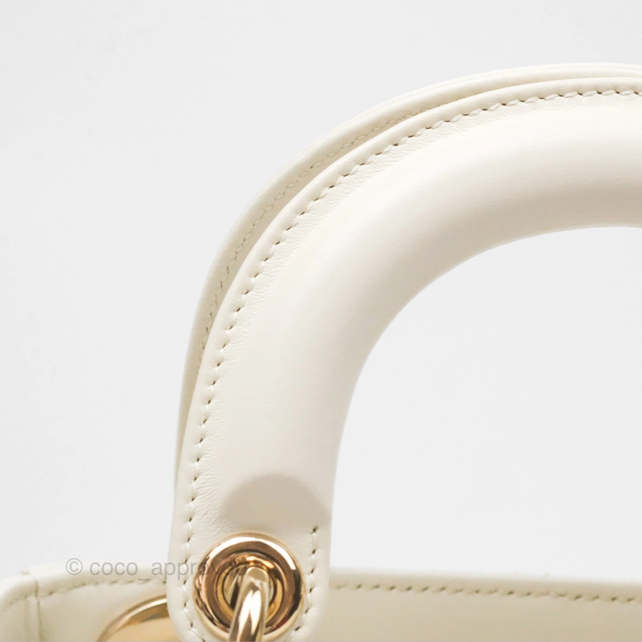 Christian Dior Mini Lady Dior Latte Cannage Lambskin Gold Hardware