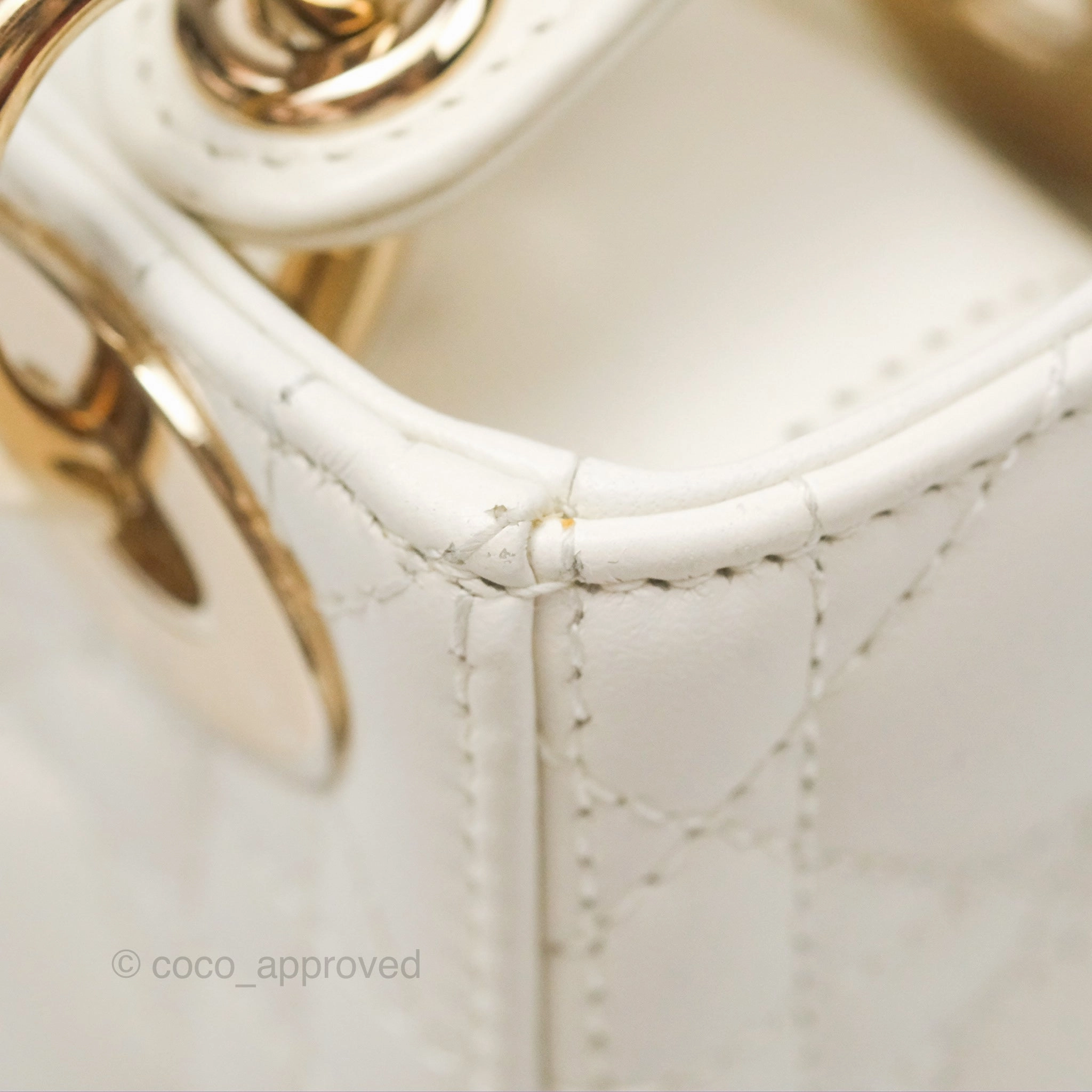 Christian Dior Mini Lady Dior Latte Cannage Lambskin Gold Hardware