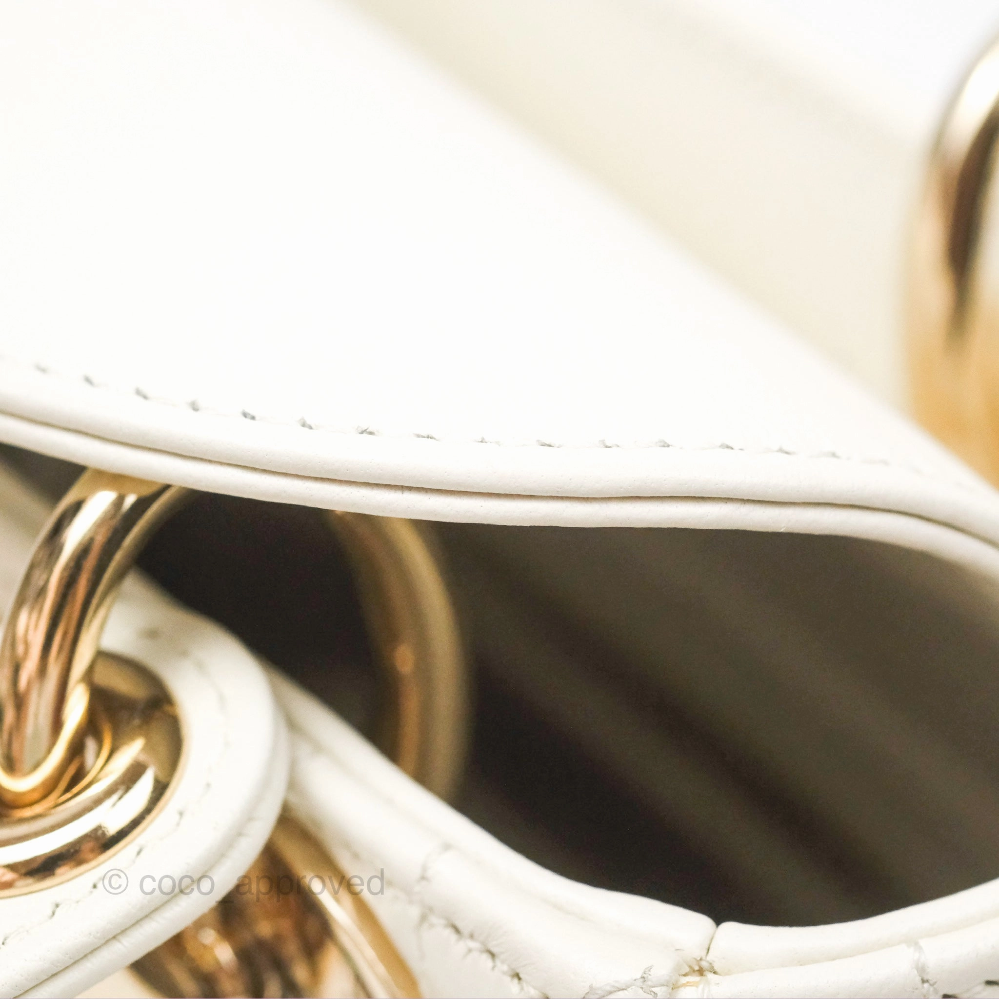 Christian Dior Mini Lady Dior Latte Cannage Lambskin Gold Hardware