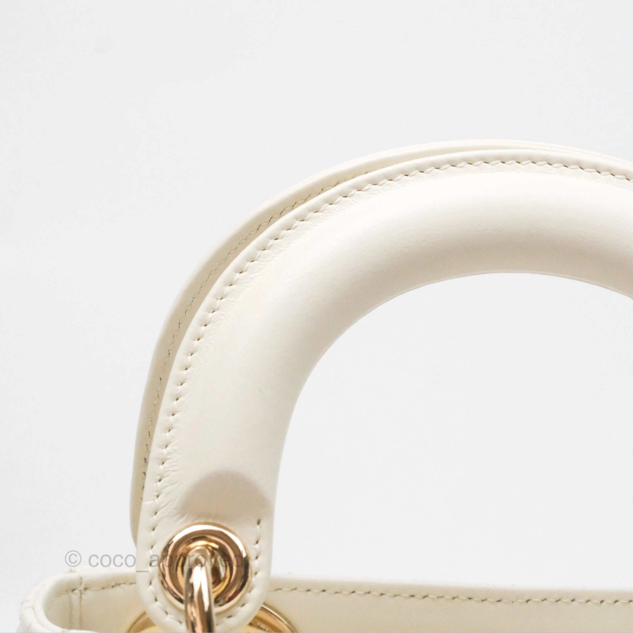 Christian Dior Mini Lady Dior Latte Cannage Lambskin Gold Hardware