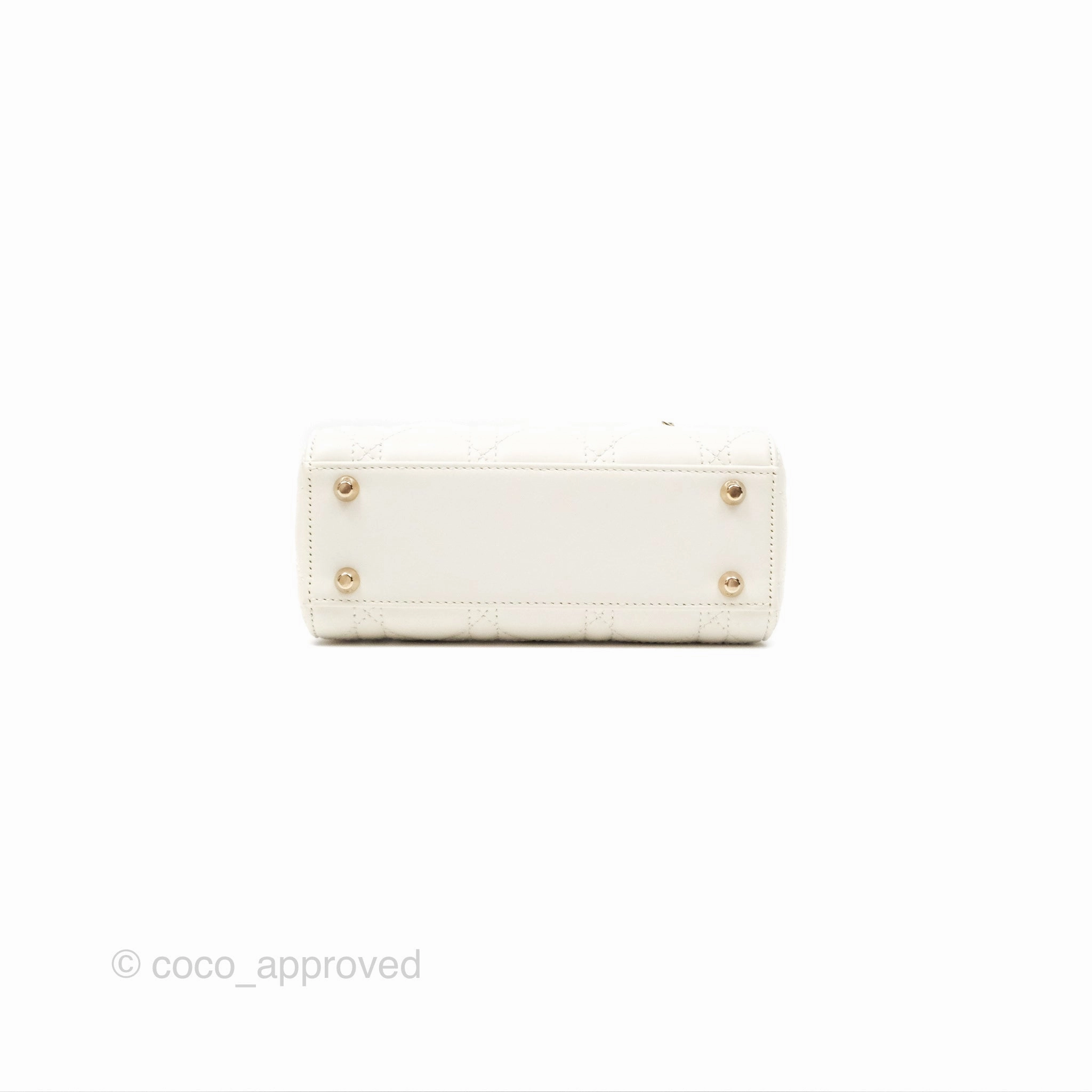 Christian Dior Mini Lady Dior Latte Cannage Lambskin Gold Hardware