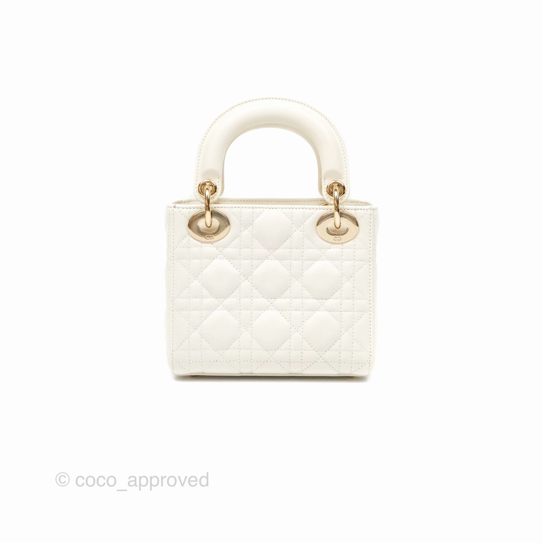 Christian Dior Mini Lady Dior Latte Cannage Lambskin Gold Hardware