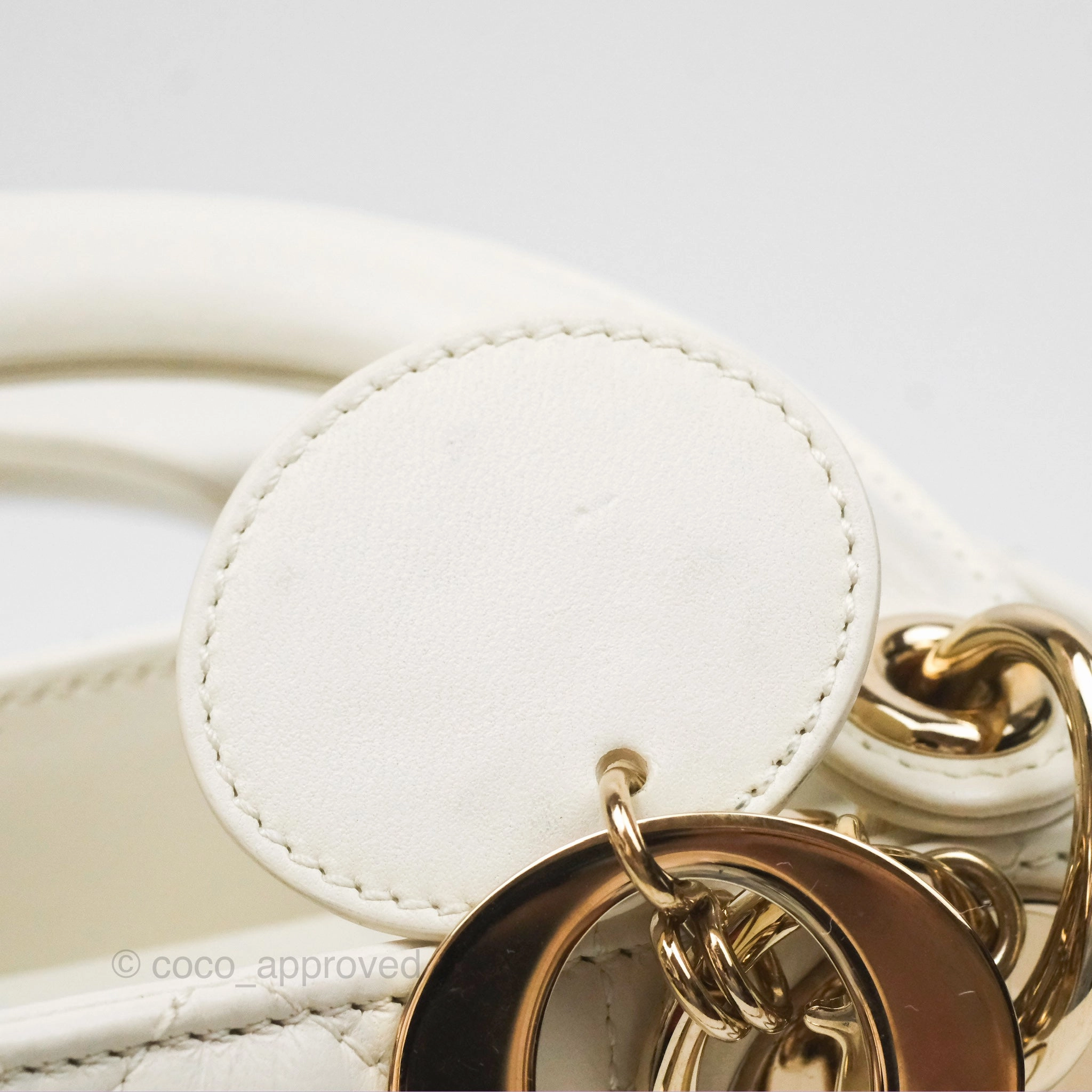 Christian Dior Mini Lady Dior Latte Cannage Lambskin Gold Hardware