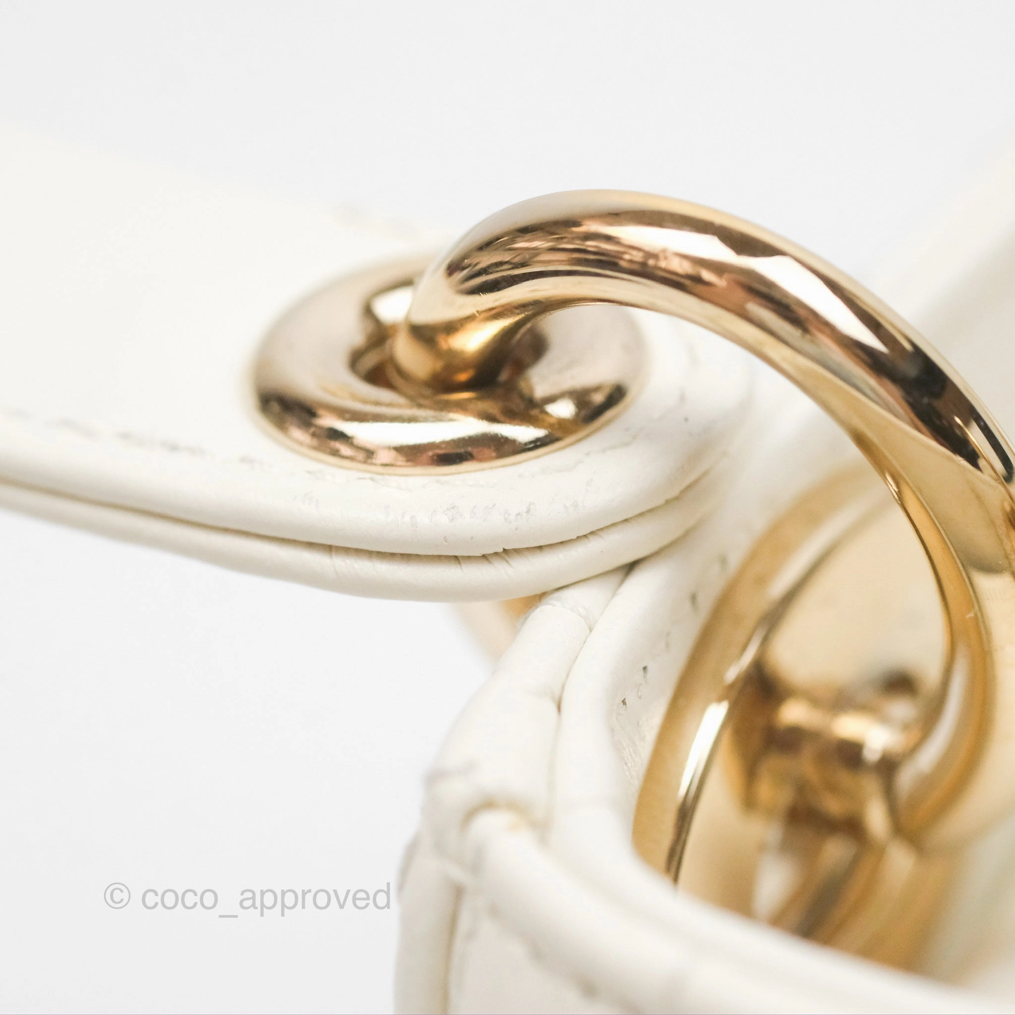 Christian Dior Mini Lady Dior Latte Cannage Lambskin Gold Hardware