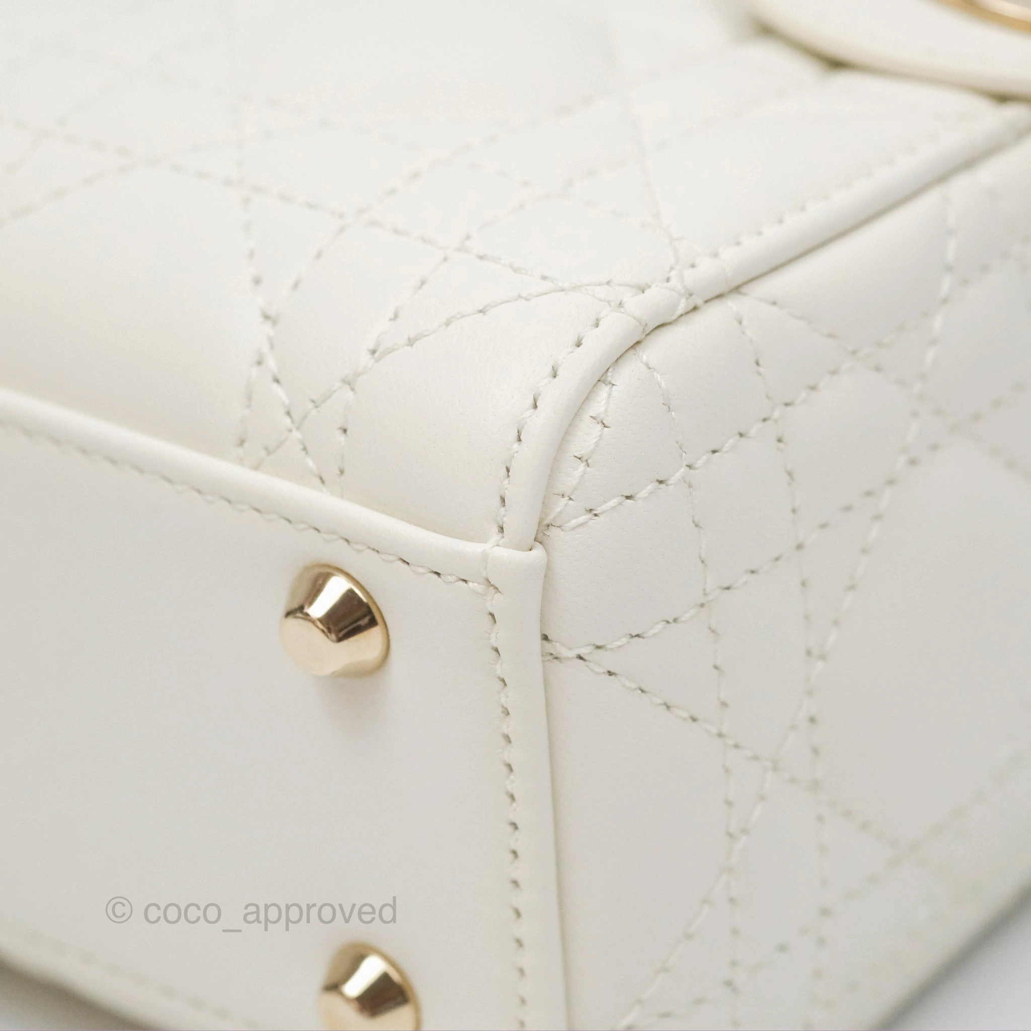 Christian Dior Mini Lady Dior Latte Cannage Lambskin Gold Hardware