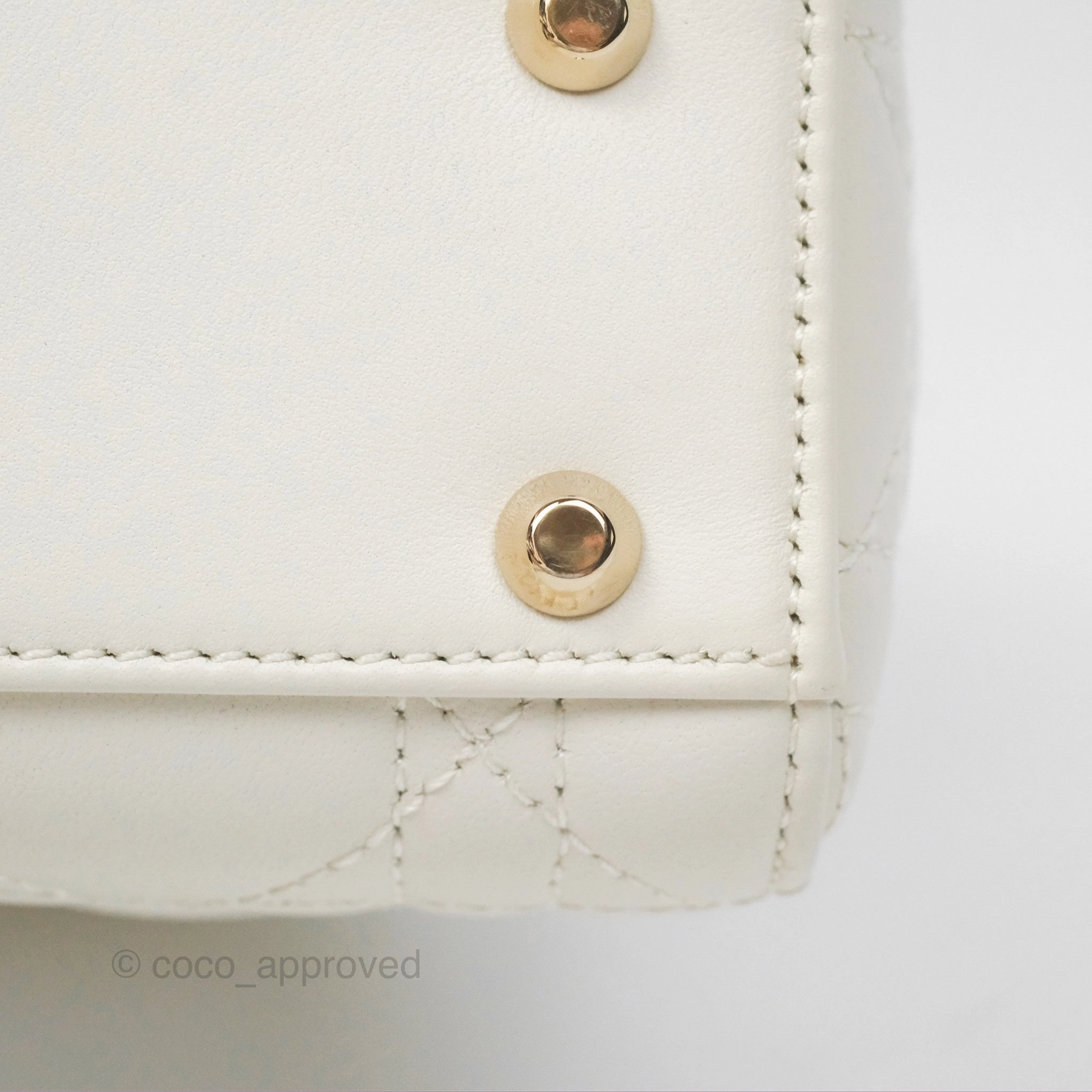Christian Dior Mini Lady Dior Latte Cannage Lambskin Gold Hardware