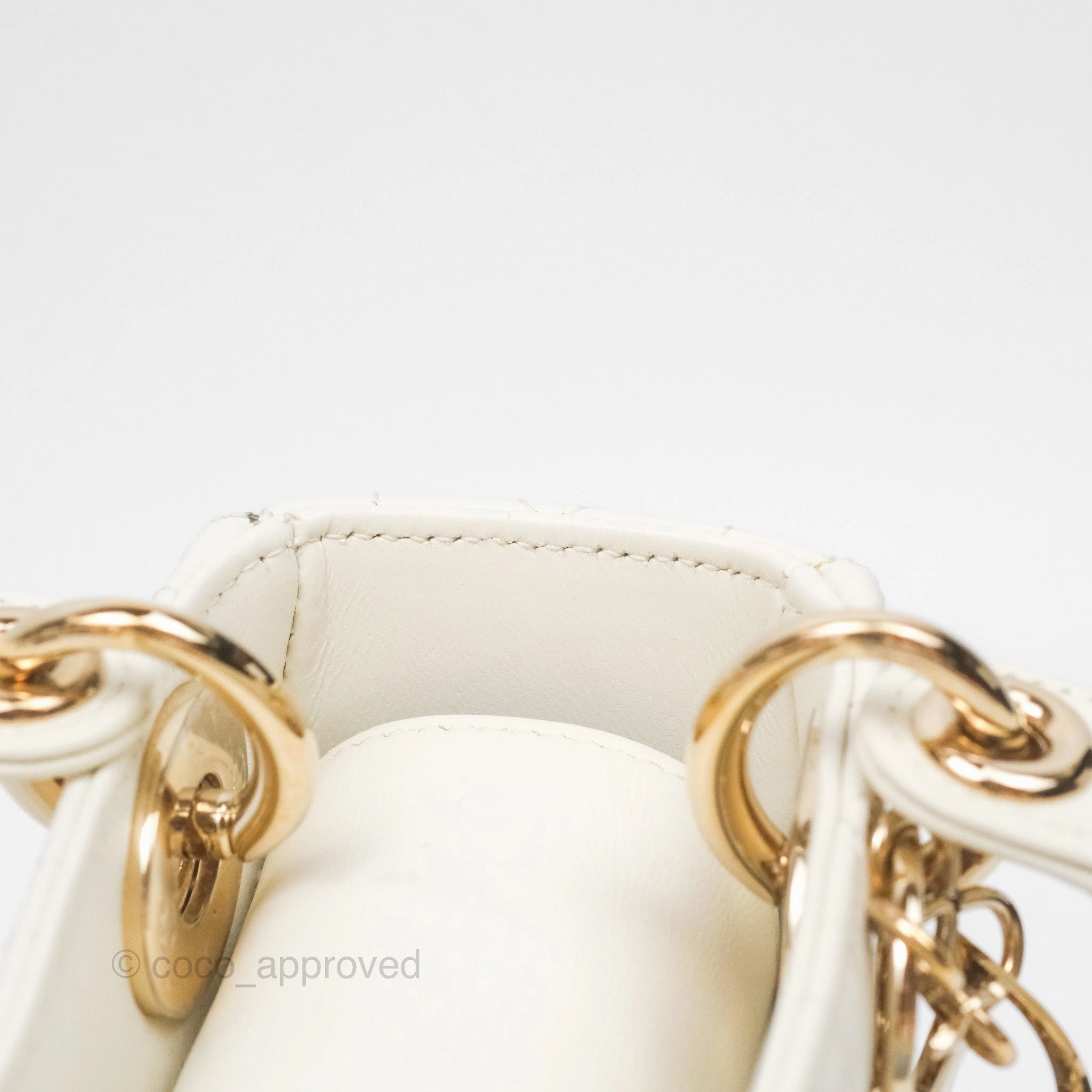 Christian Dior Mini Lady Dior Latte Cannage Lambskin Gold Hardware