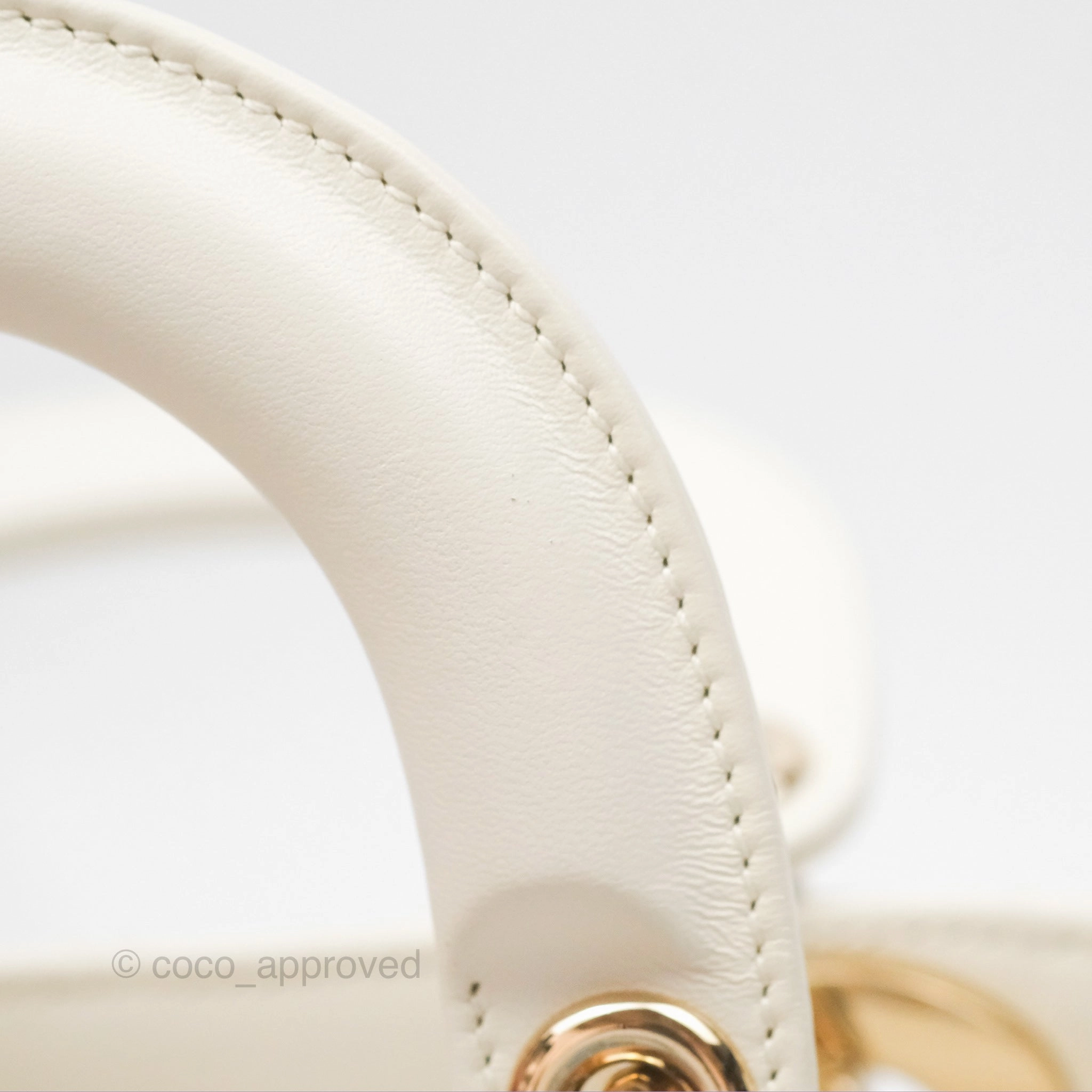Christian Dior Mini Lady Dior Latte Cannage Lambskin Gold Hardware