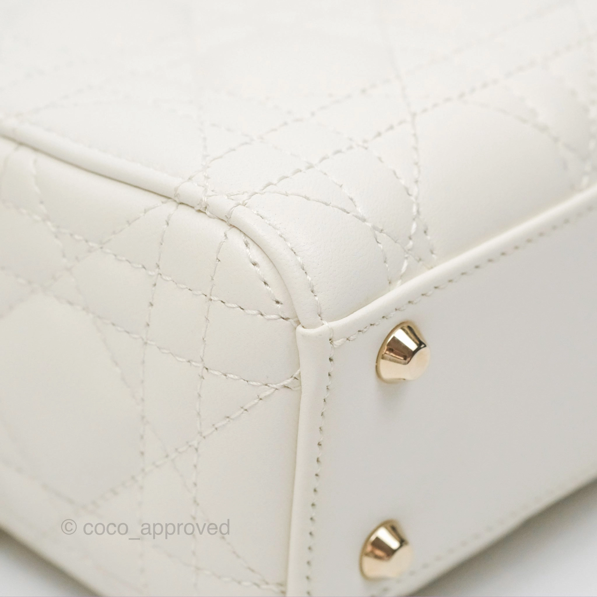 Christian Dior Mini Lady Dior Latte Cannage Lambskin Gold Hardware