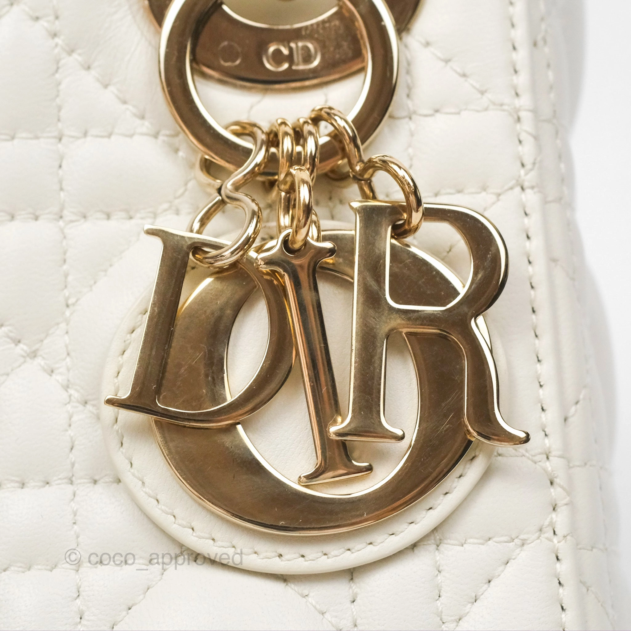 Christian Dior Mini Lady Dior Latte Cannage Lambskin Gold Hardware