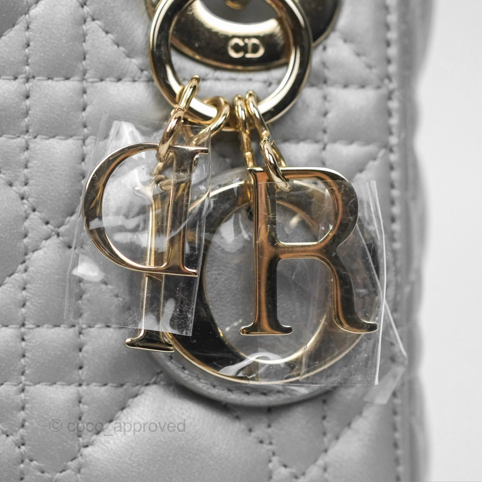 Christian Dior Mini Lady Dior Opaline Gray Pearlescent Cannage Lambskin