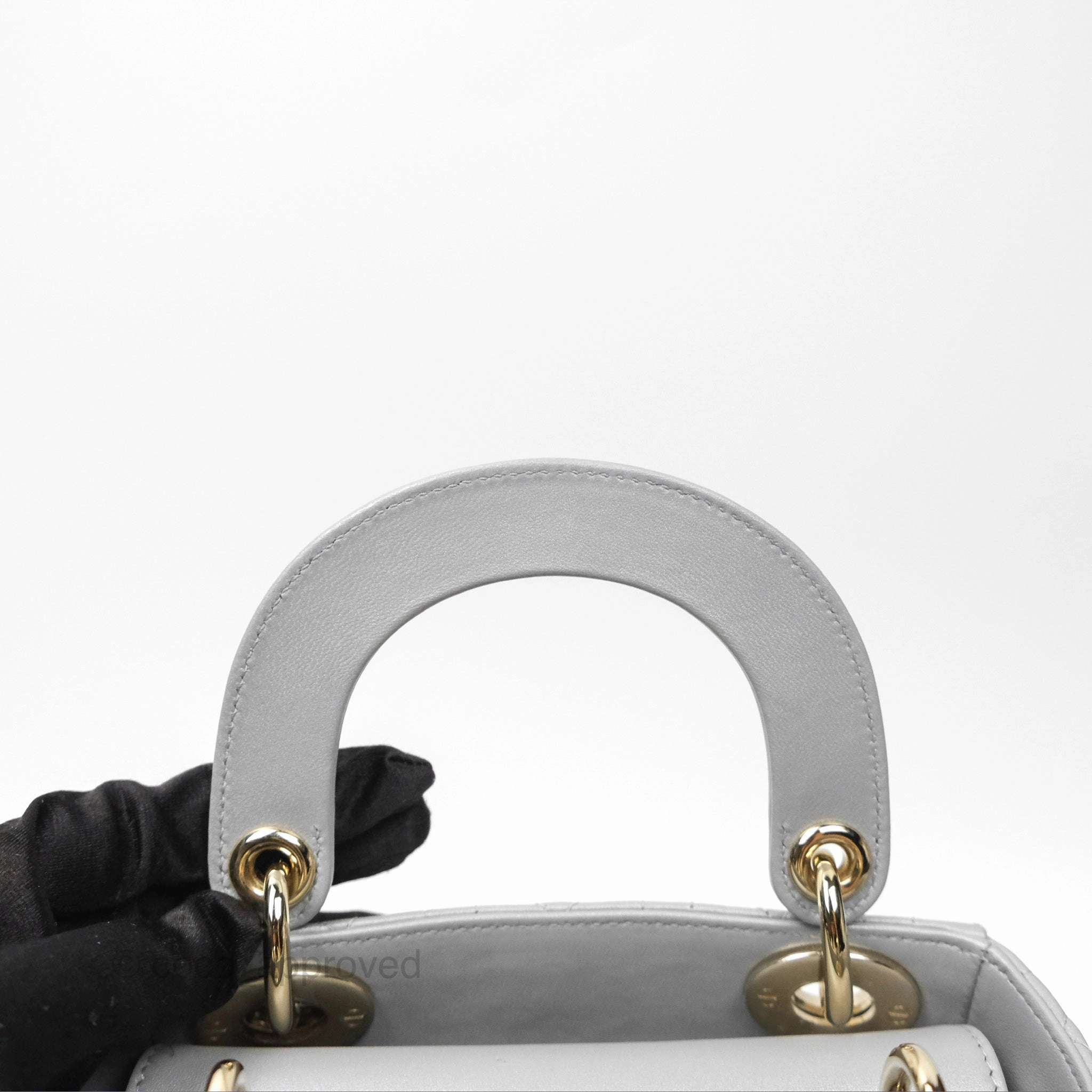Christian Dior Mini Lady Dior Opaline Gray Pearlescent Cannage Lambskin
