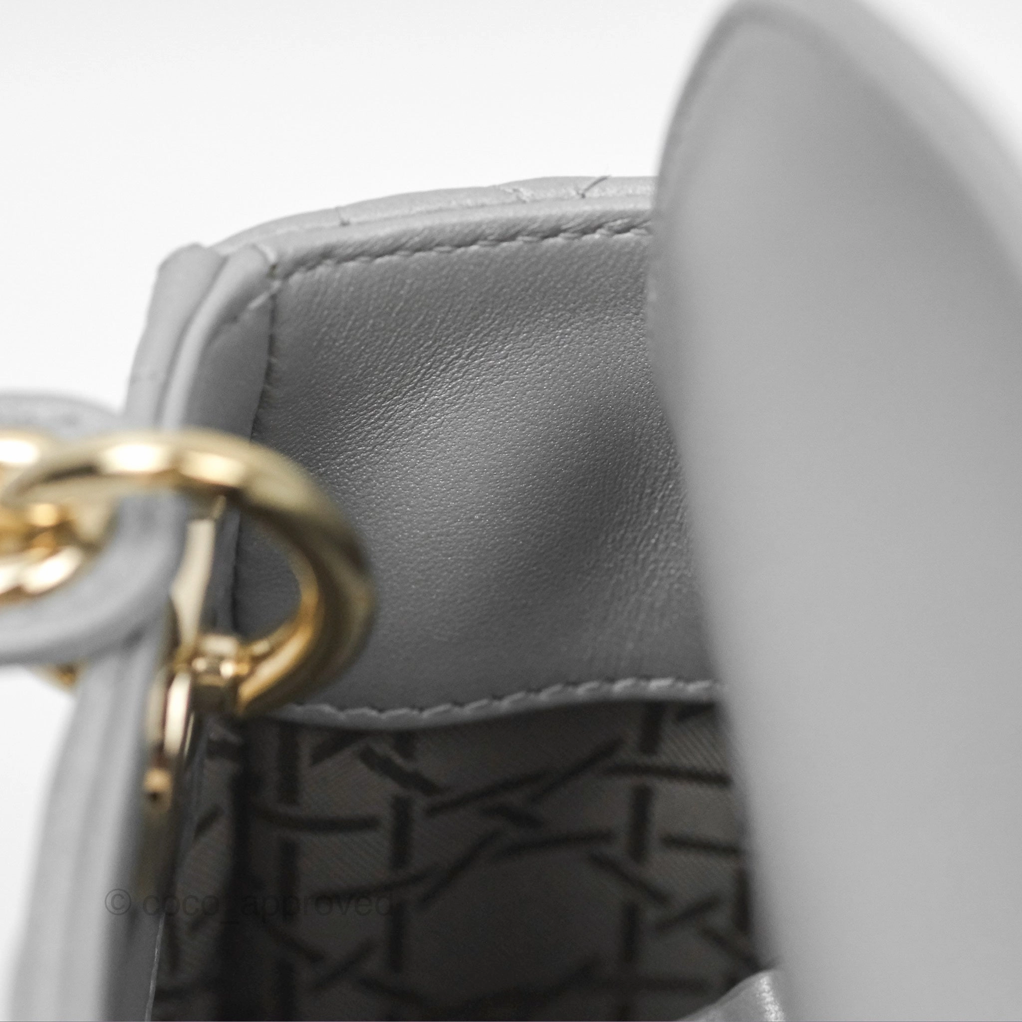 Christian Dior Mini Lady Dior Opaline Gray Pearlescent Cannage Lambskin