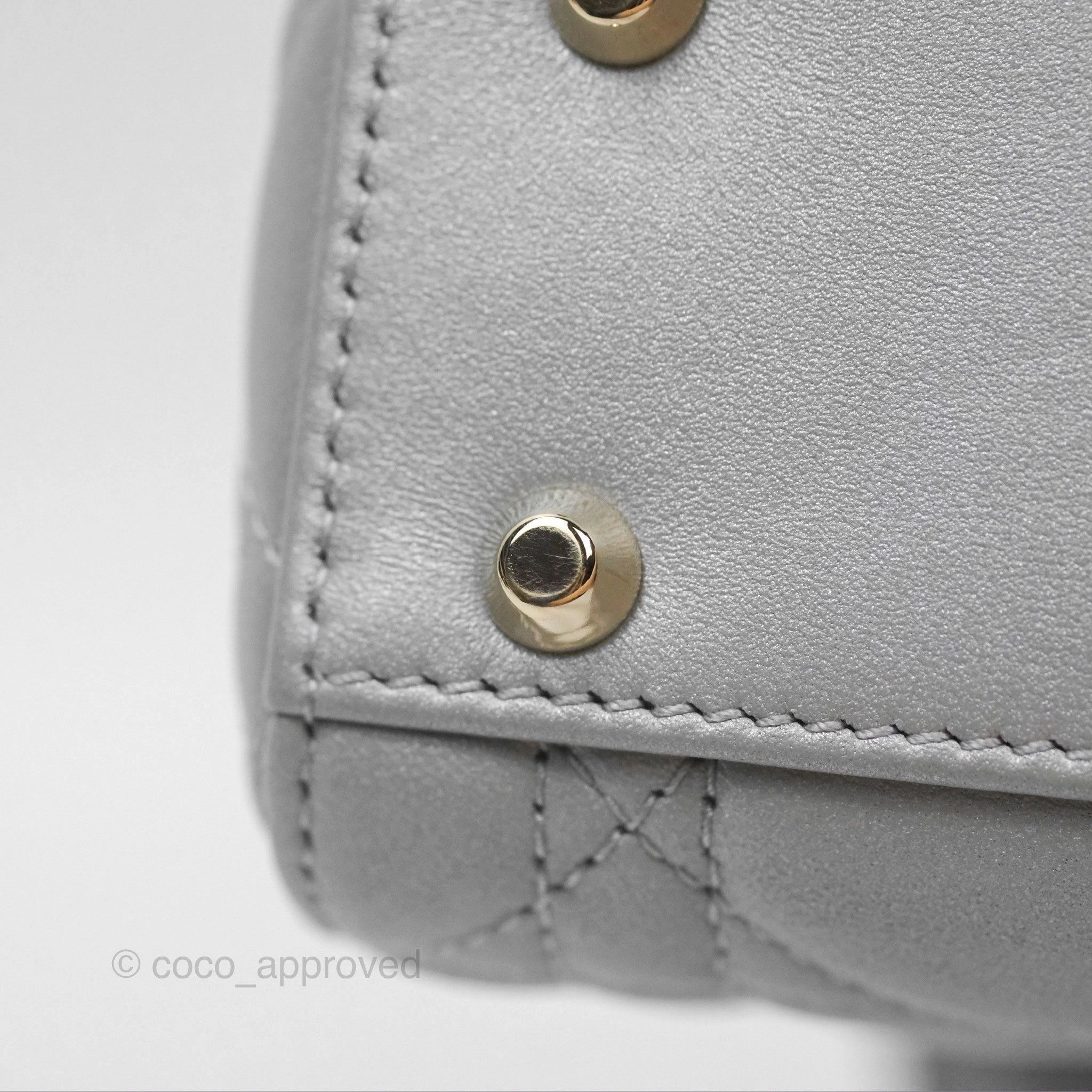 Christian Dior Mini Lady Dior Opaline Gray Pearlescent Cannage Lambskin