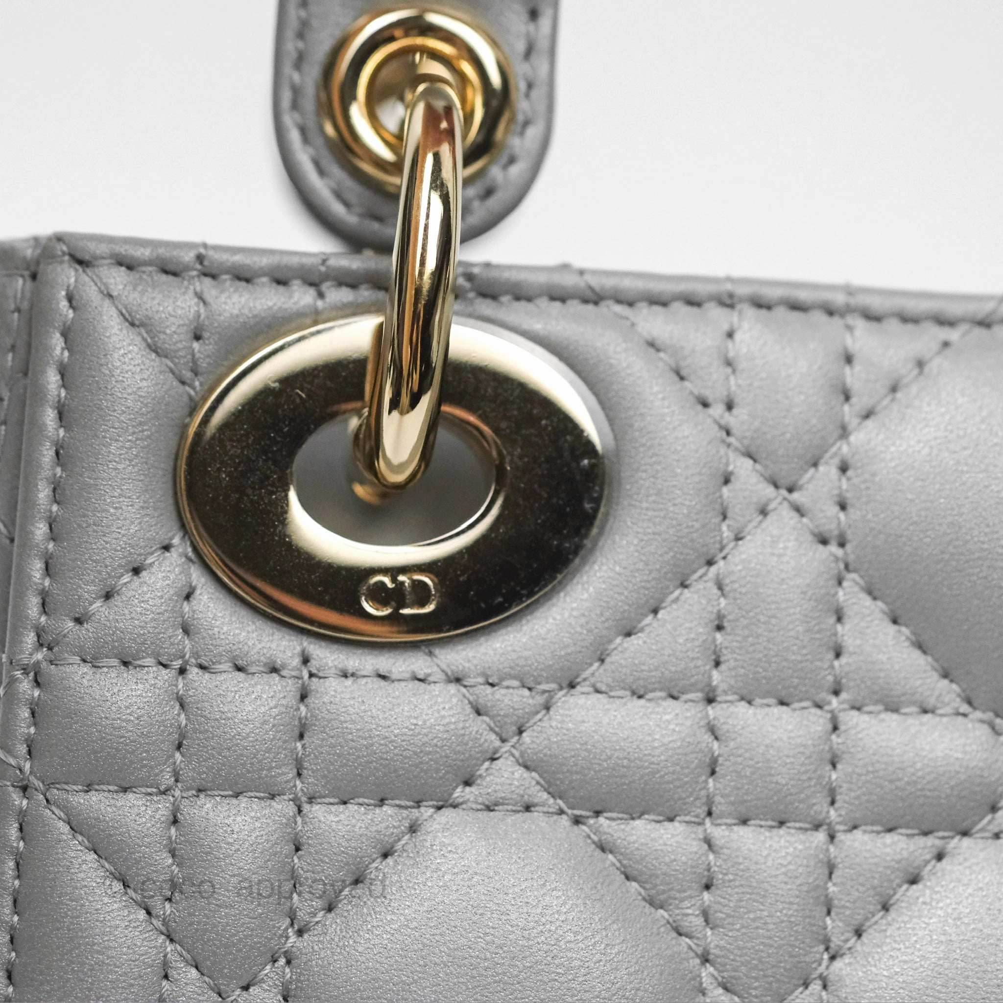 Christian Dior Mini Lady Dior Opaline Gray Pearlescent Cannage Lambskin