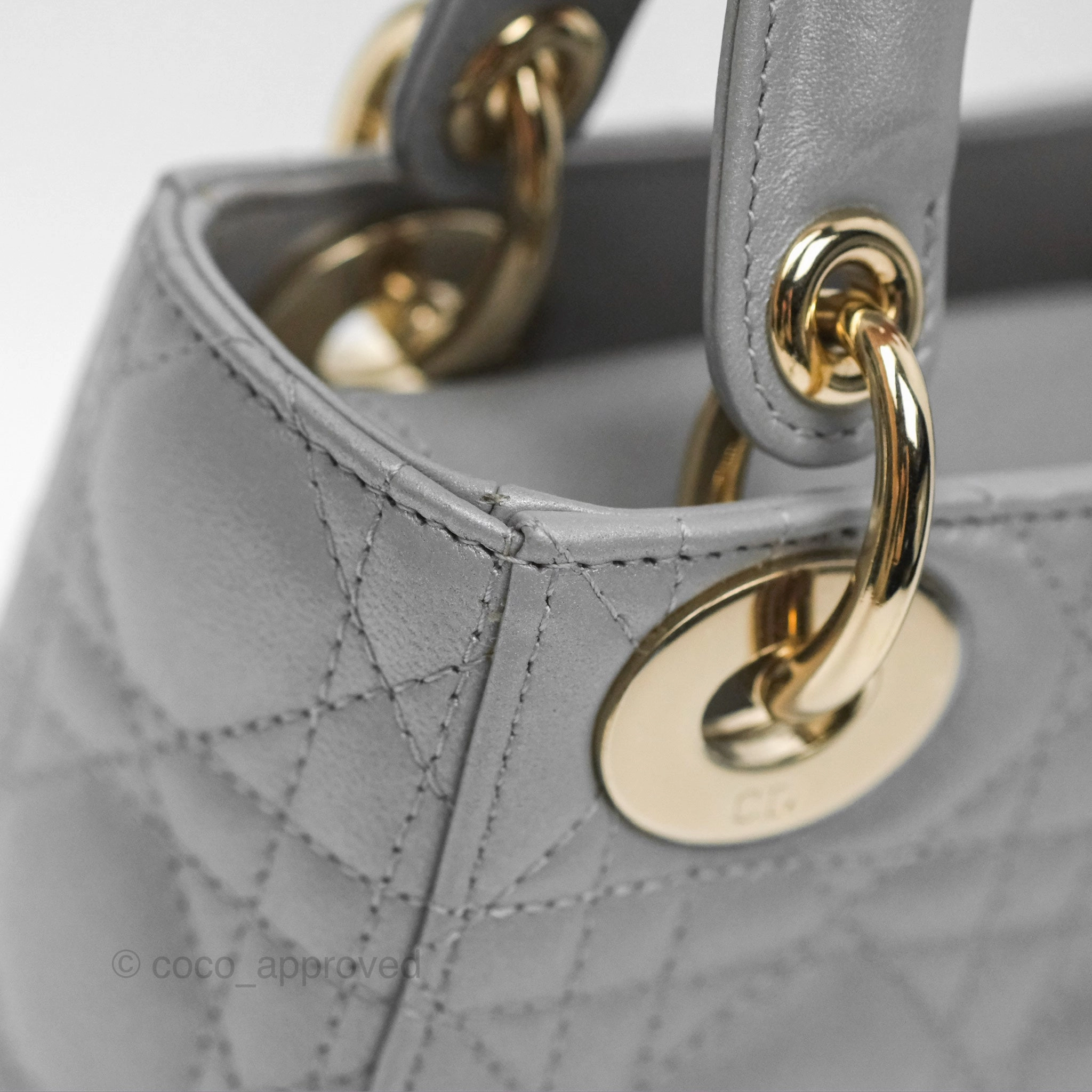 Christian Dior Mini Lady Dior Opaline Gray Pearlescent Cannage Lambskin