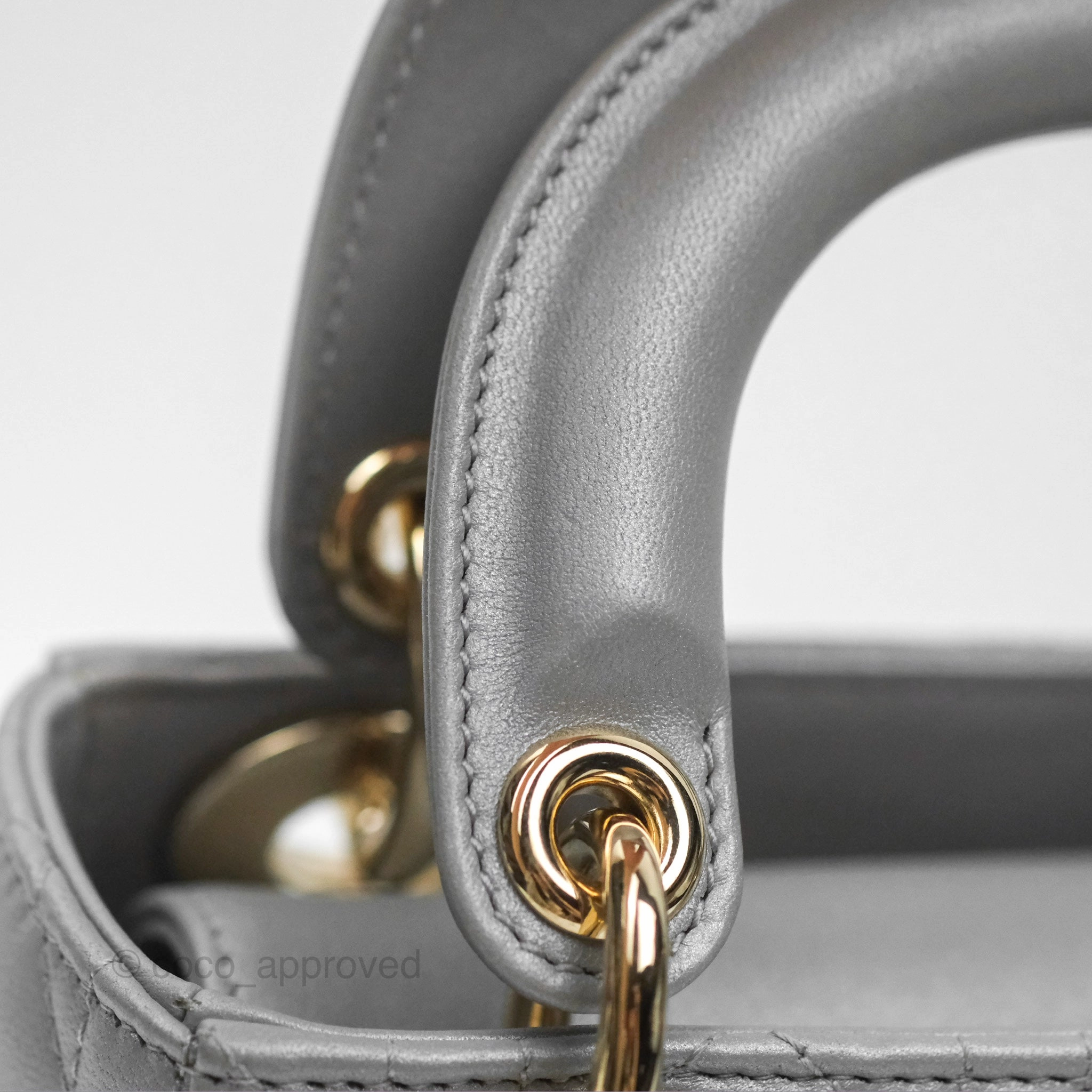 Christian Dior Mini Lady Dior Opaline Gray Pearlescent Cannage Lambskin