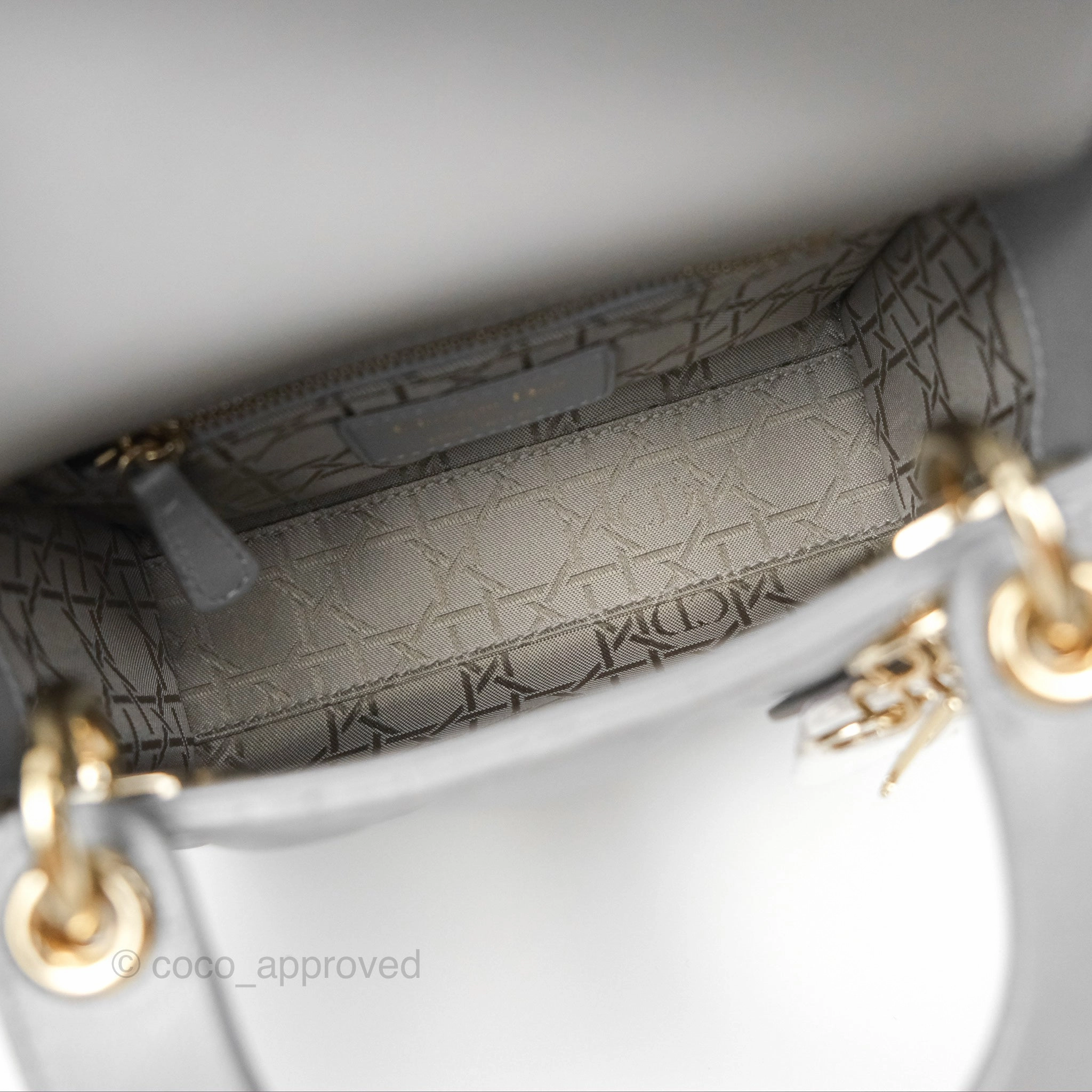Christian Dior Mini Lady Dior Opaline Gray Pearlescent Cannage Lambskin