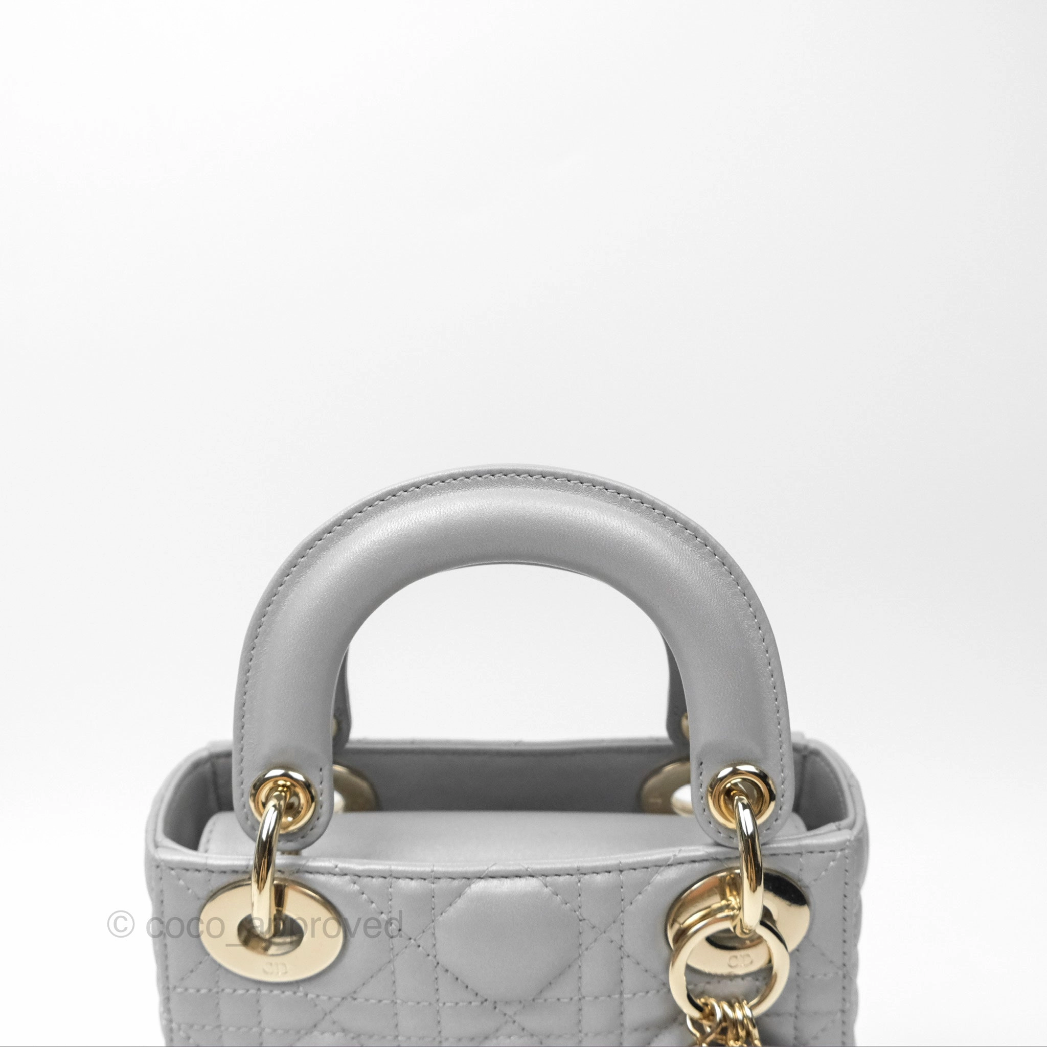 Christian Dior Mini Lady Dior Opaline Gray Pearlescent Cannage Lambskin