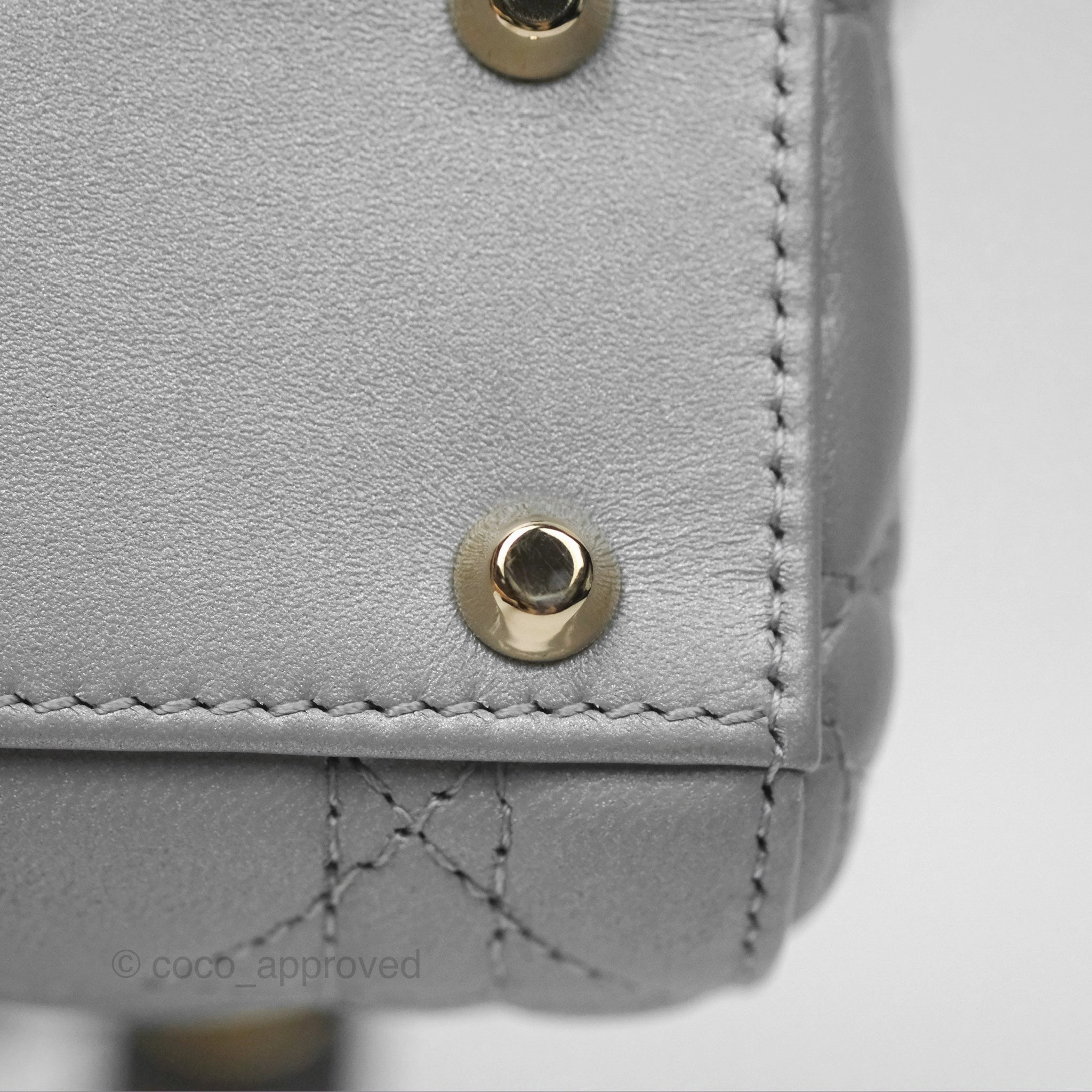 Christian Dior Mini Lady Dior Opaline Gray Pearlescent Cannage Lambskin