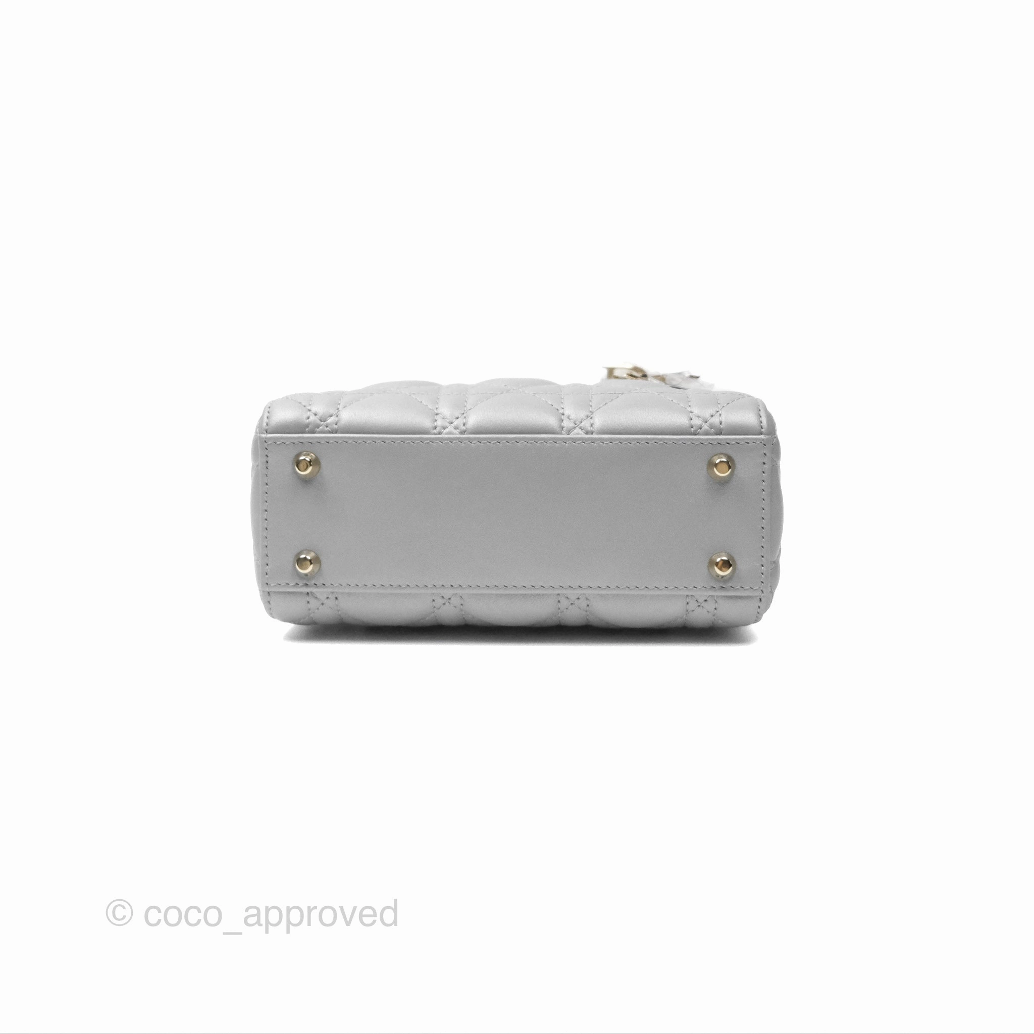 Christian Dior Mini Lady Dior Opaline Gray Pearlescent Cannage Lambskin