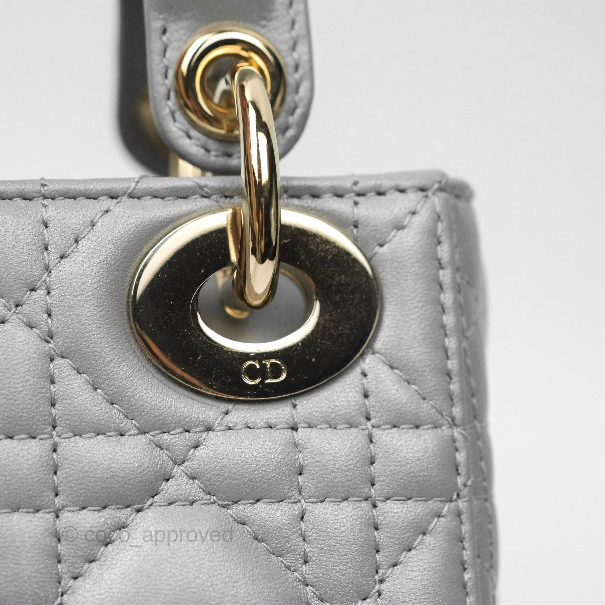 Christian Dior Mini Lady Dior Opaline Gray Pearlescent Cannage Lambskin