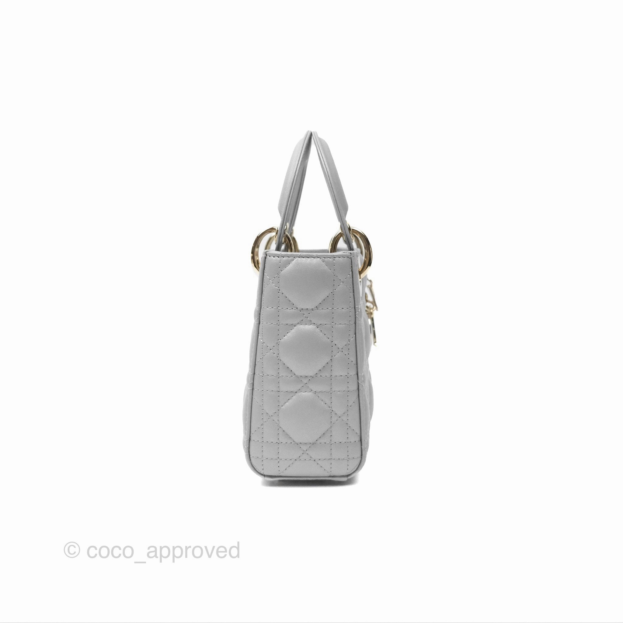 Christian Dior Mini Lady Dior Opaline Gray Pearlescent Cannage Lambskin