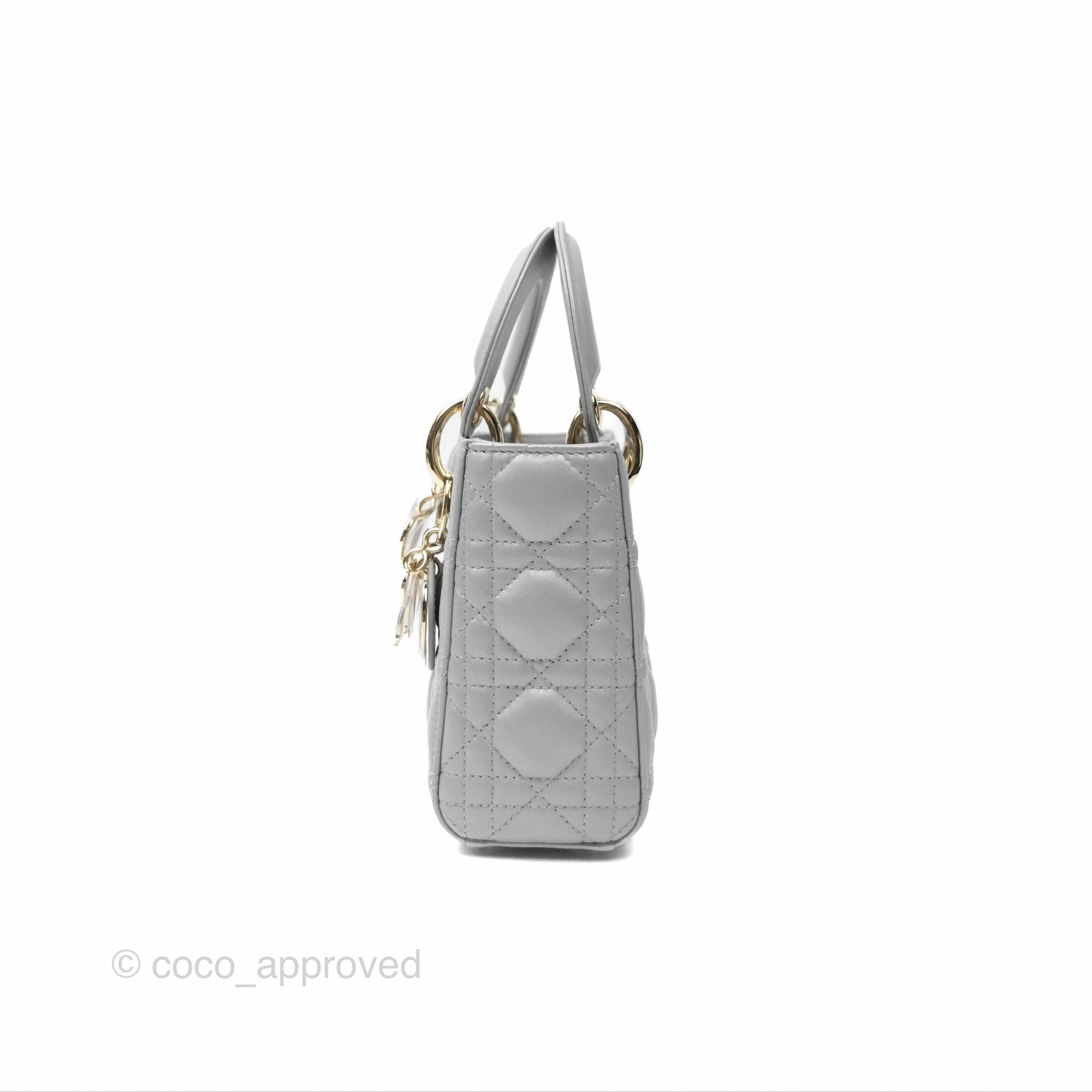 Christian Dior Mini Lady Dior Opaline Gray Pearlescent Cannage Lambskin