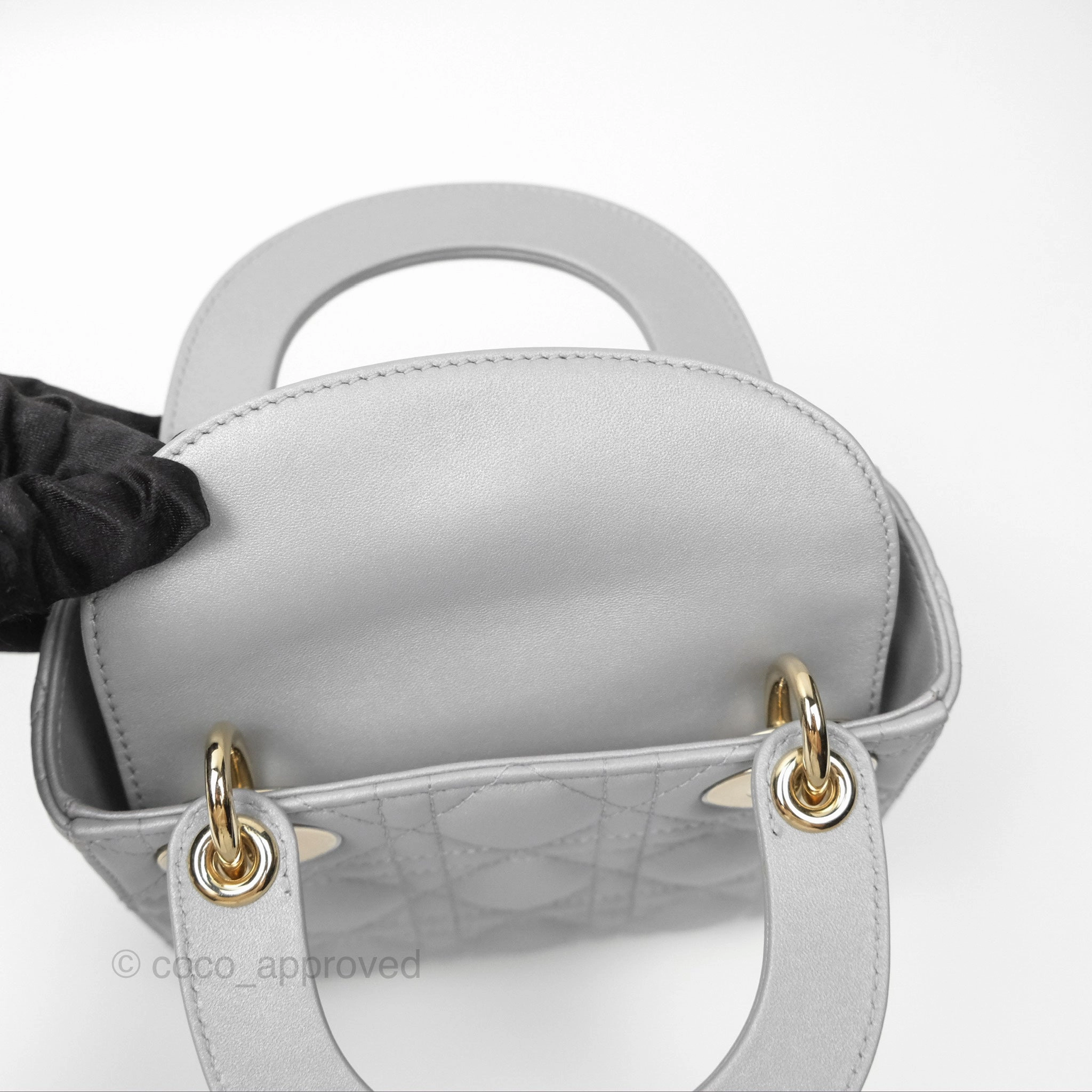 Christian Dior Mini Lady Dior Opaline Gray Pearlescent Cannage Lambskin