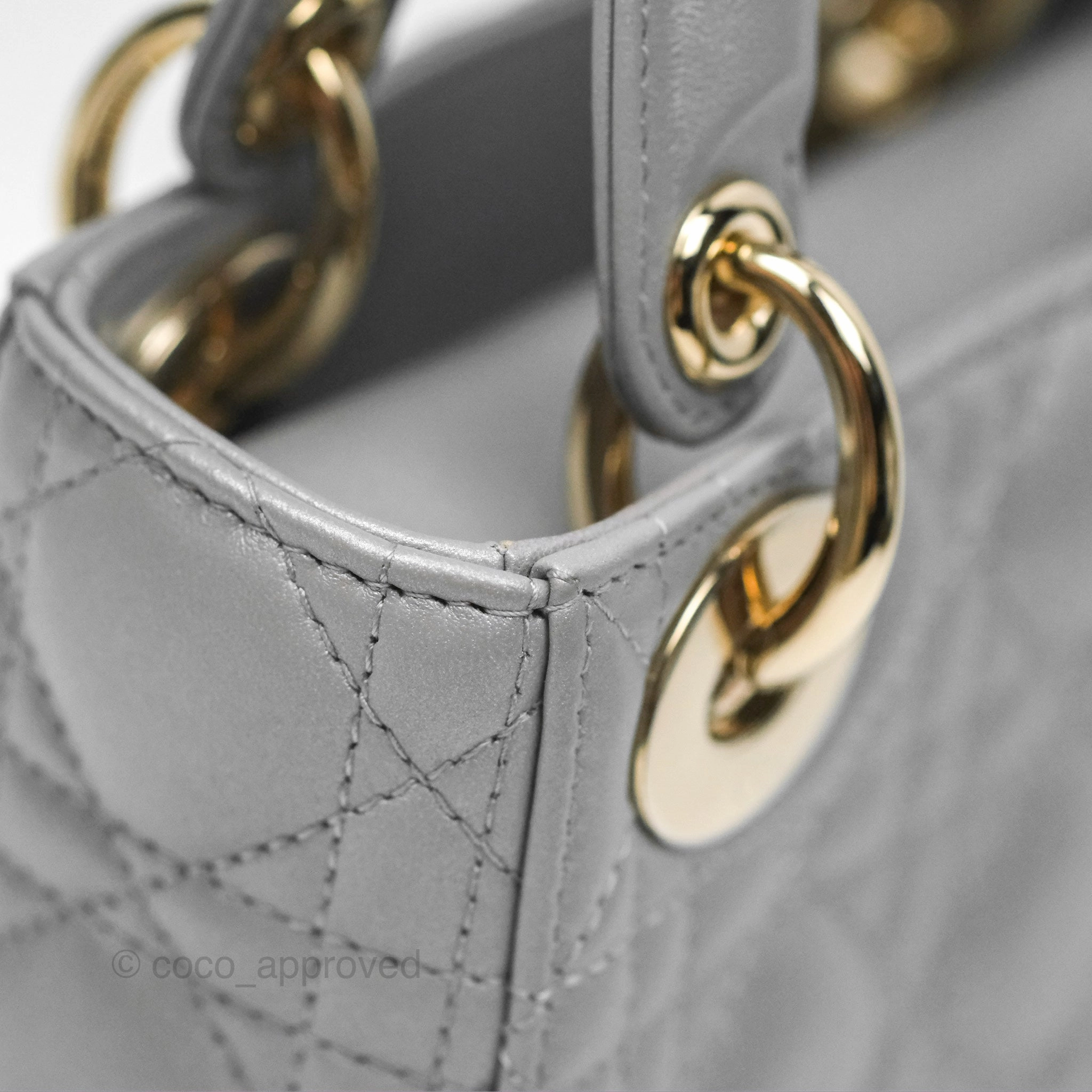 Christian Dior Mini Lady Dior Opaline Gray Pearlescent Cannage Lambskin