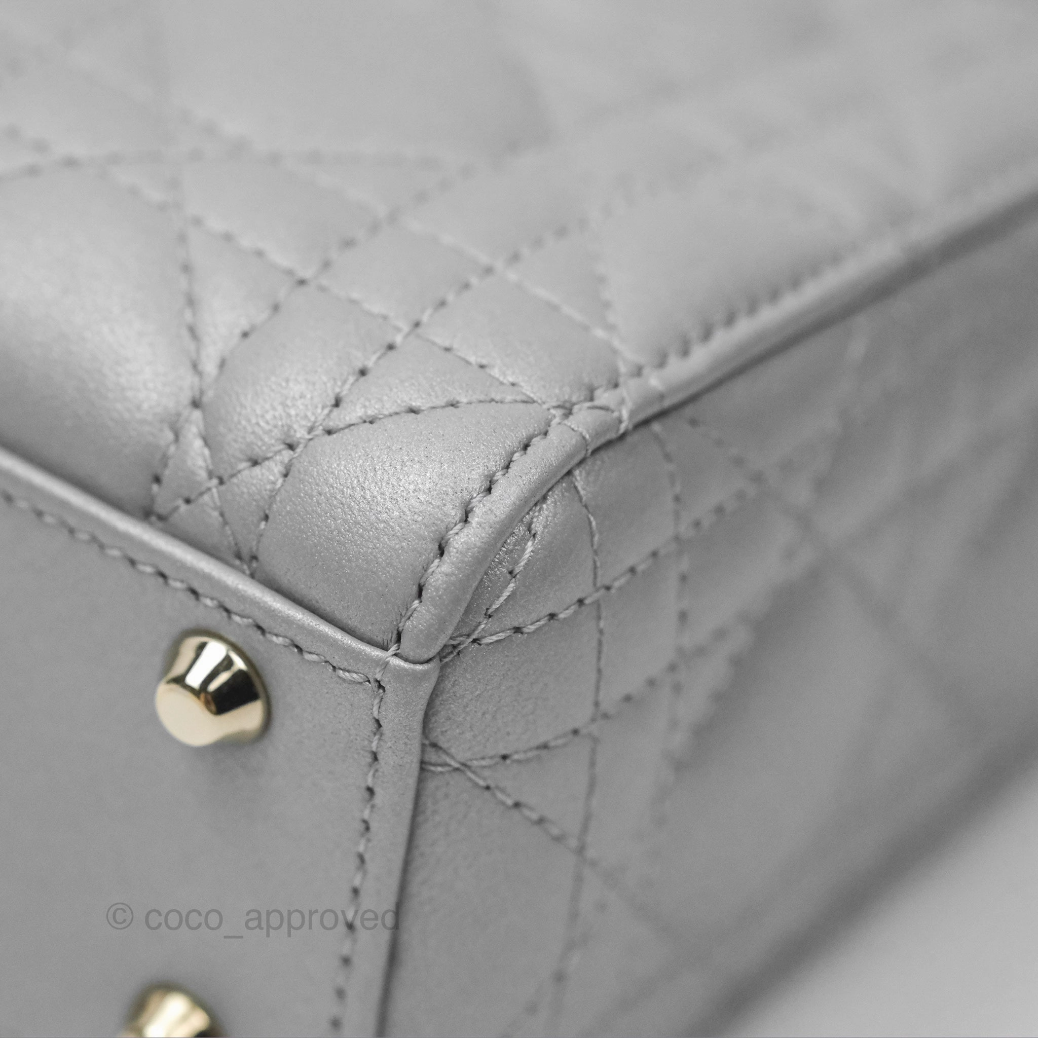 Christian Dior Mini Lady Dior Opaline Gray Pearlescent Cannage Lambskin