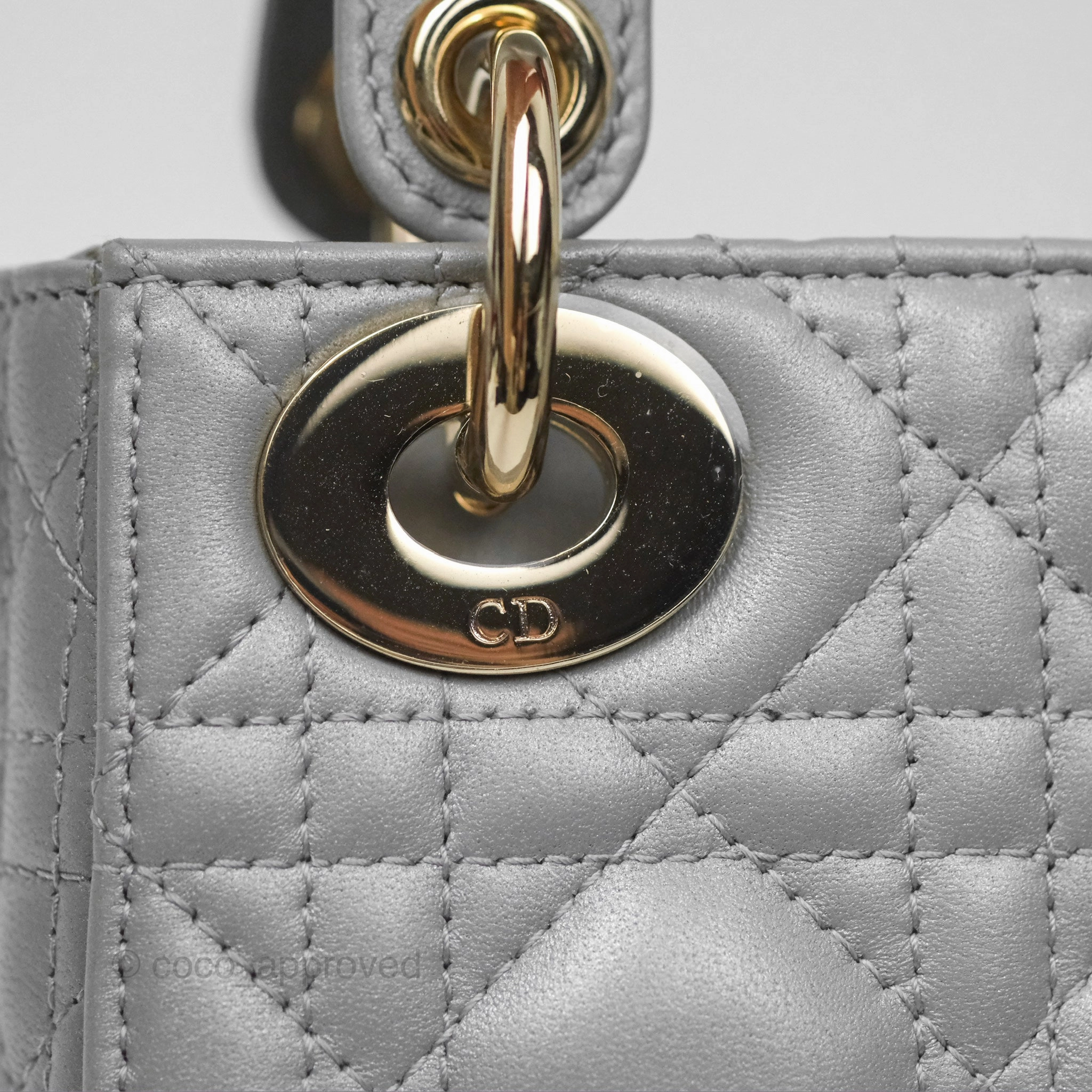 Christian Dior Mini Lady Dior Opaline Gray Pearlescent Cannage Lambskin