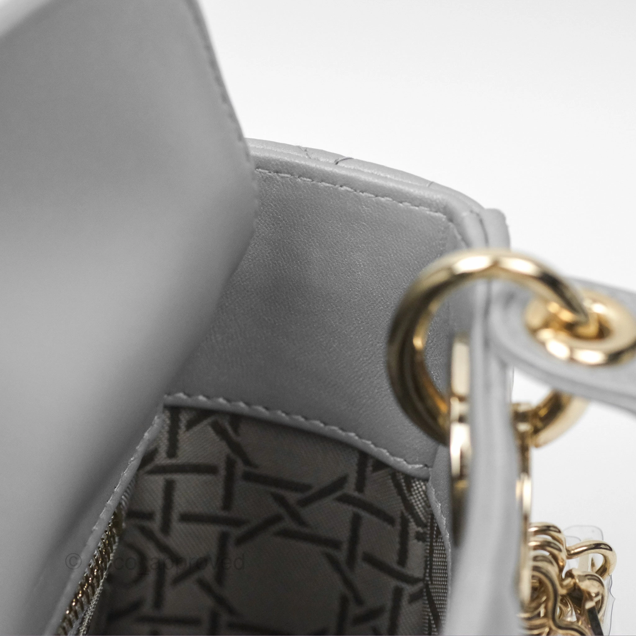 Christian Dior Mini Lady Dior Opaline Gray Pearlescent Cannage Lambskin