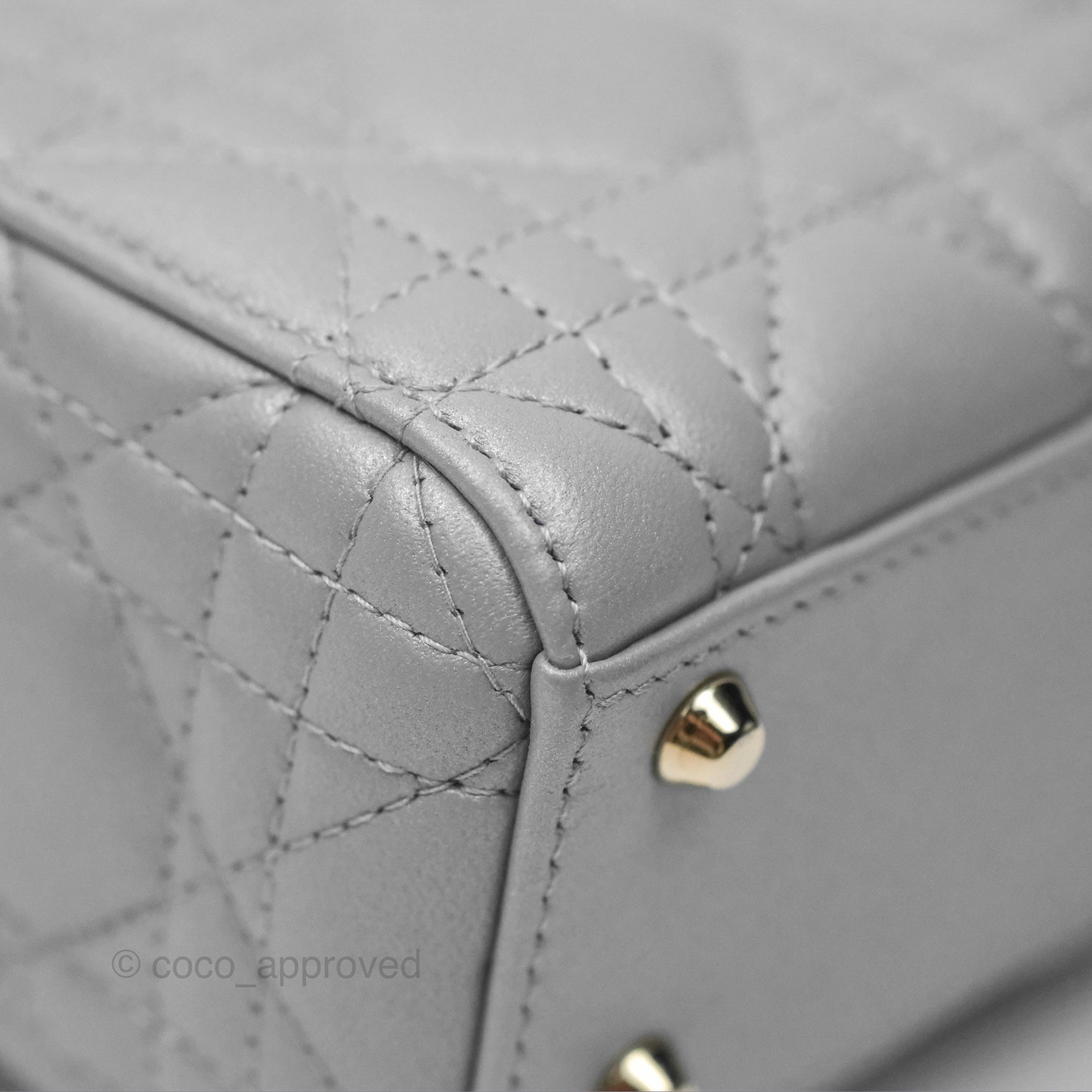 Christian Dior Mini Lady Dior Opaline Gray Pearlescent Cannage Lambskin