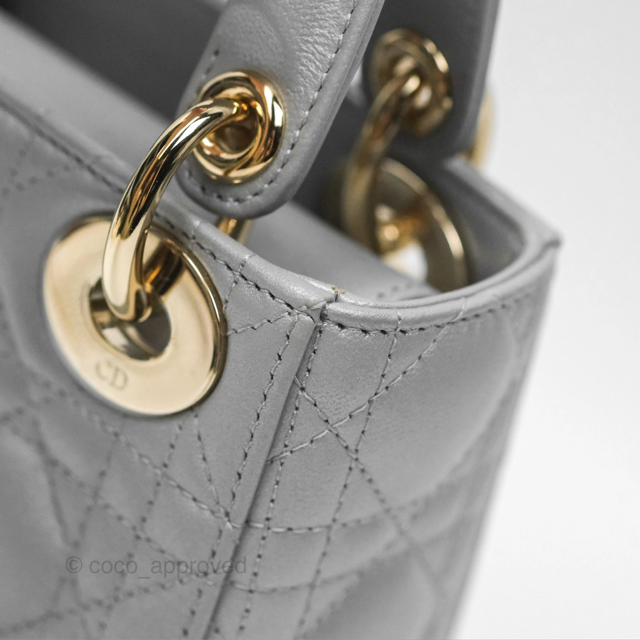 Christian Dior Mini Lady Dior Opaline Gray Pearlescent Cannage Lambskin