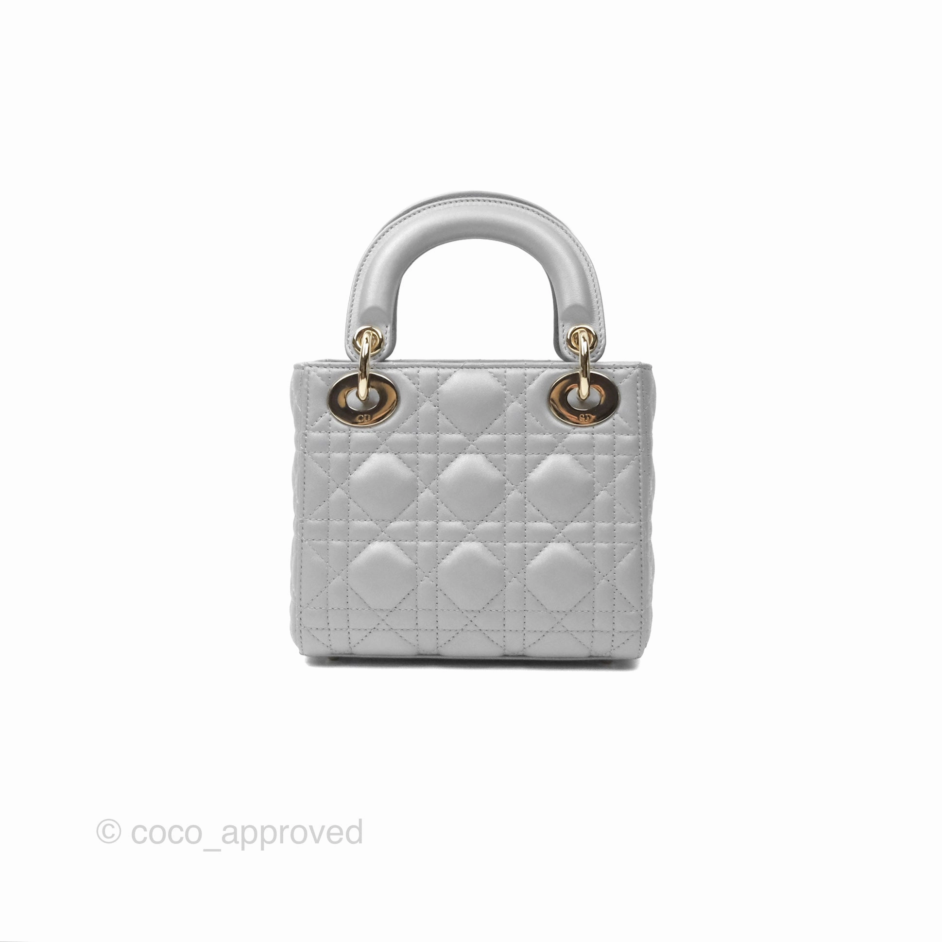 Christian Dior Mini Lady Dior Opaline Gray Pearlescent Cannage Lambskin