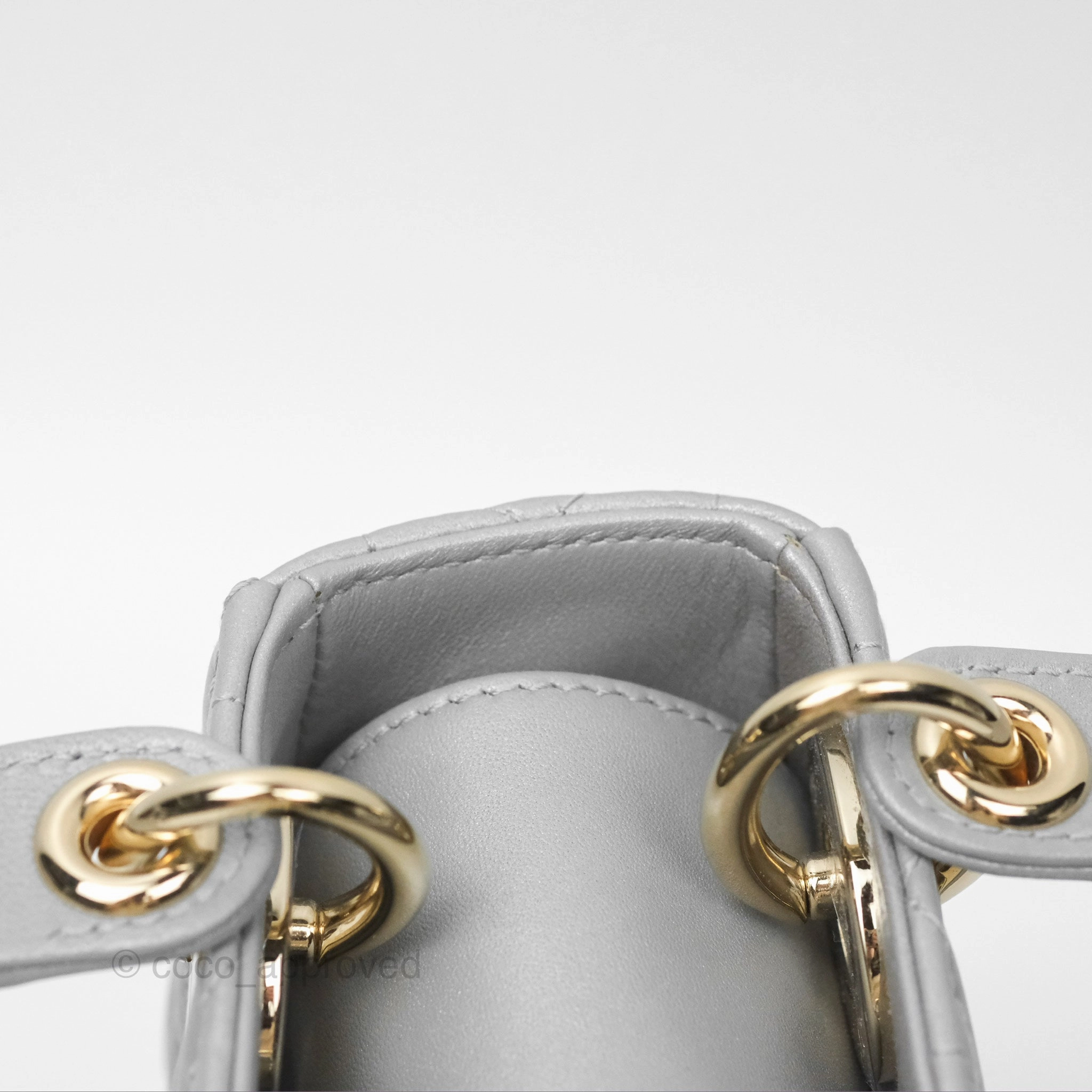 Christian Dior Mini Lady Dior Opaline Gray Pearlescent Cannage Lambskin