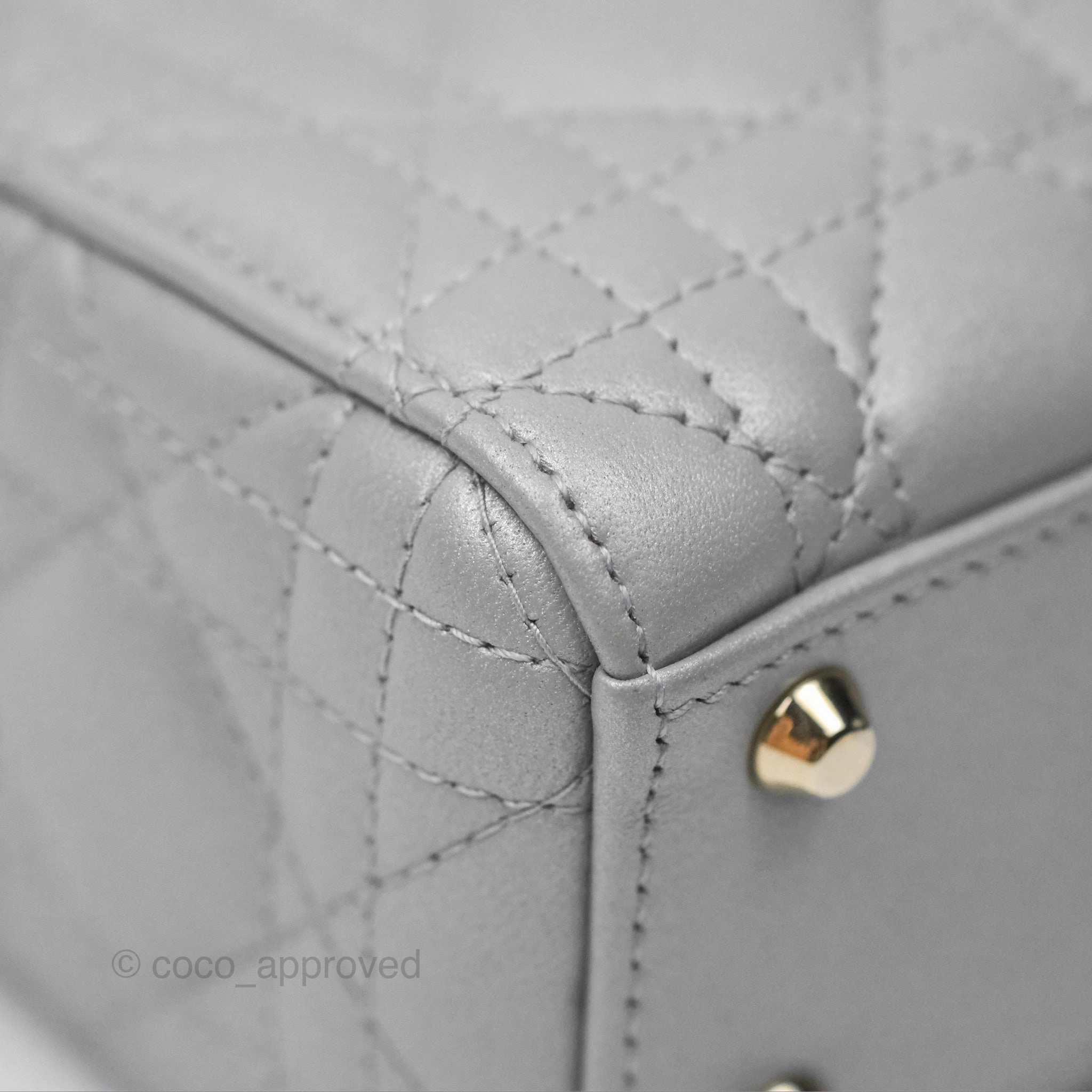 Christian Dior Mini Lady Dior Opaline Gray Pearlescent Cannage Lambskin