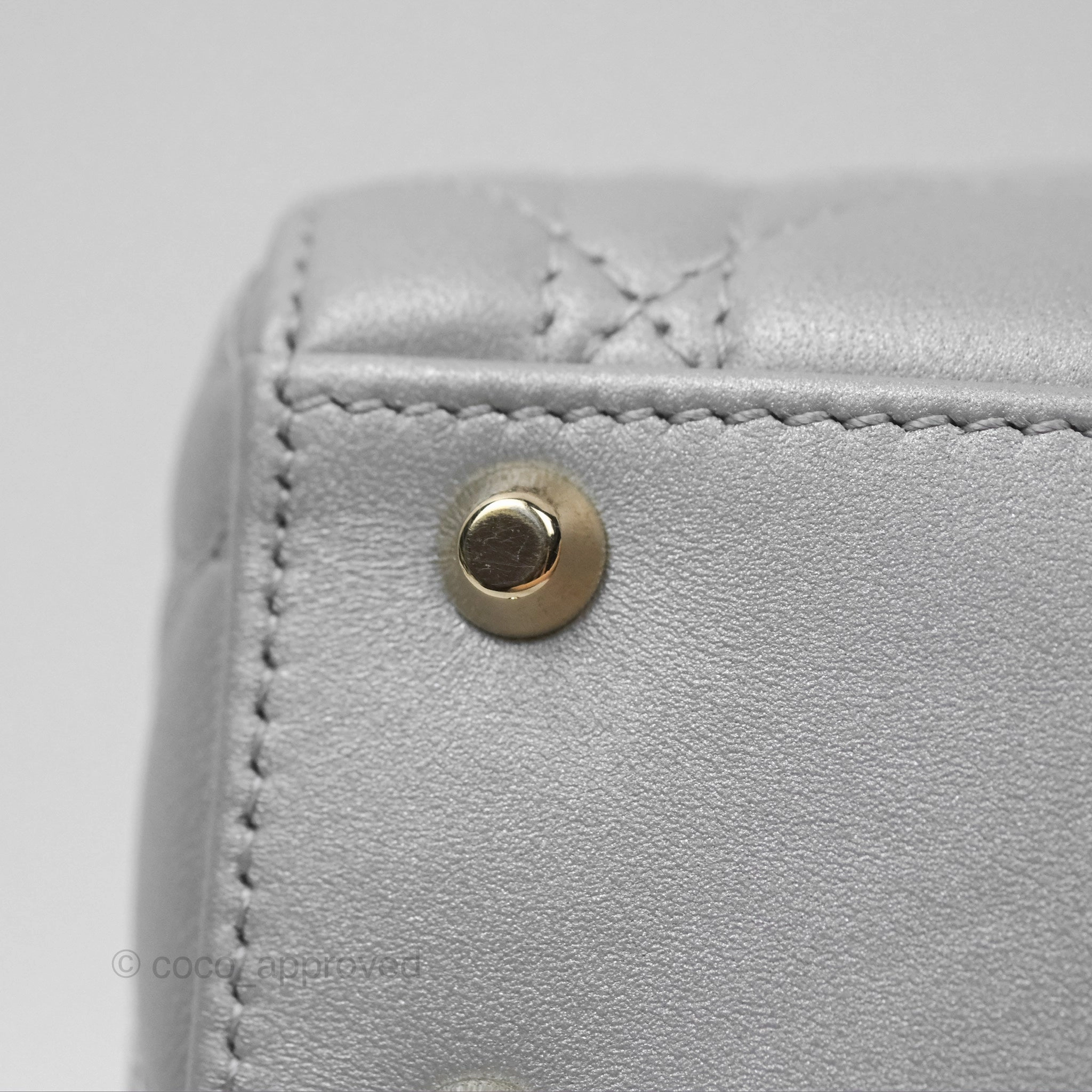 Christian Dior Mini Lady Dior Opaline Gray Pearlescent Cannage Lambskin