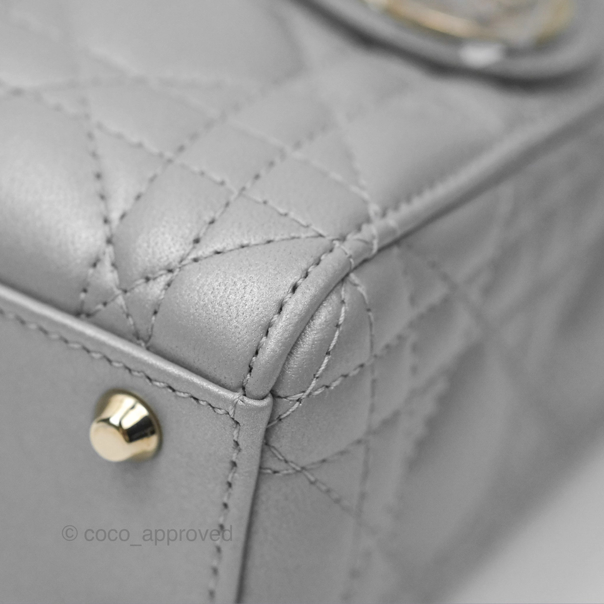 Christian Dior Mini Lady Dior Opaline Gray Pearlescent Cannage Lambskin