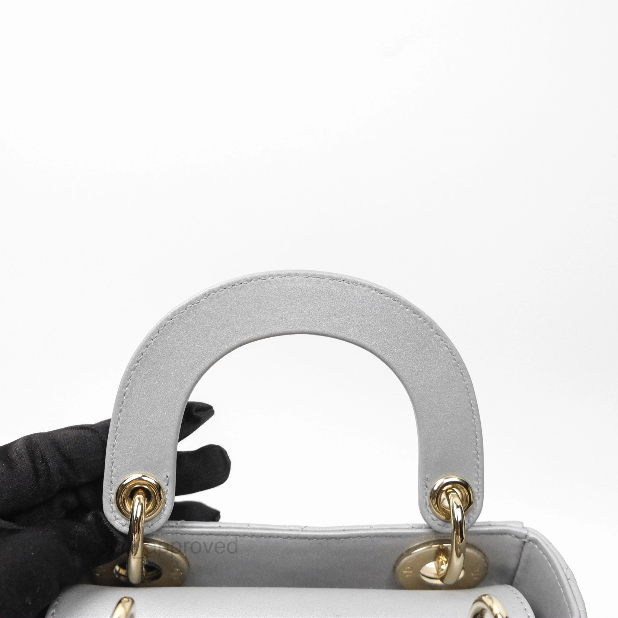Christian Dior Mini Lady Dior Opaline Gray Pearlescent Cannage Lambskin