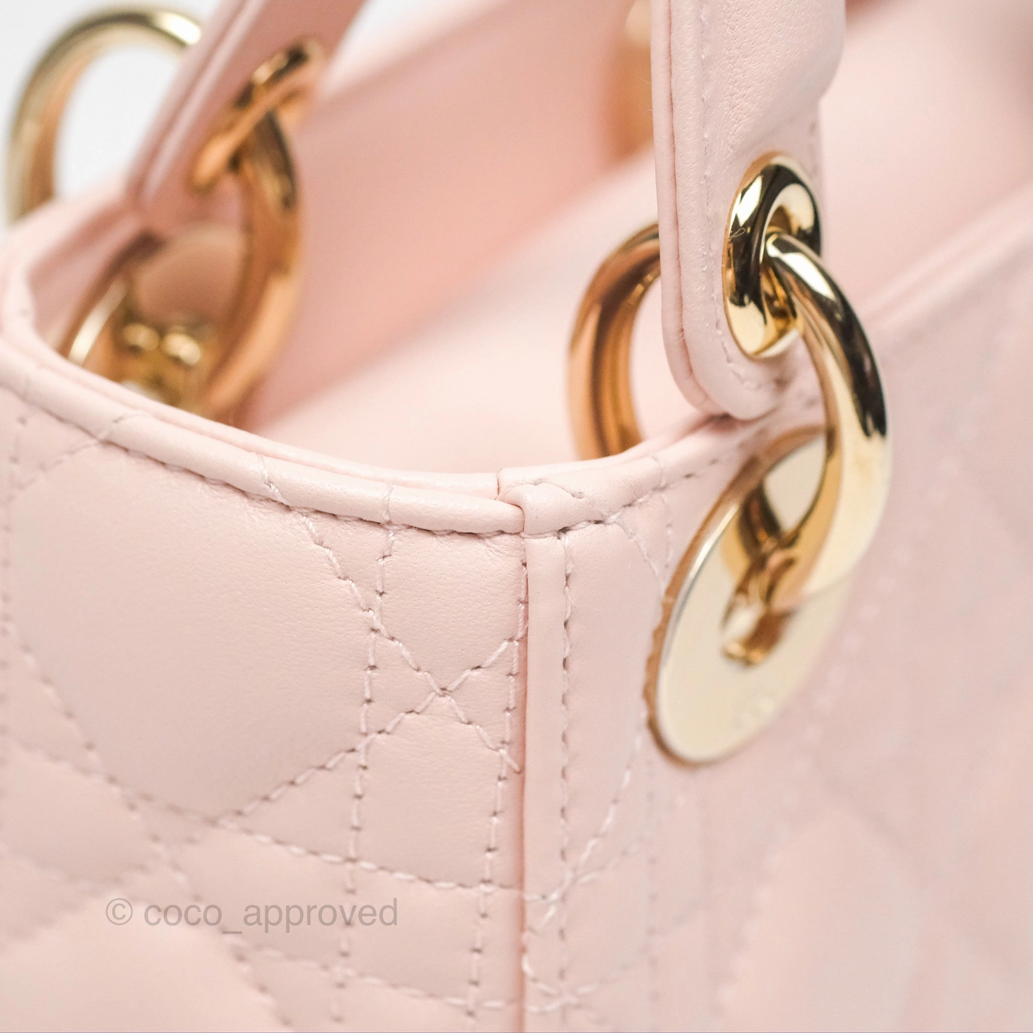Christian Dior Mini Lady Dior Pink Lambskin Gold Hardware