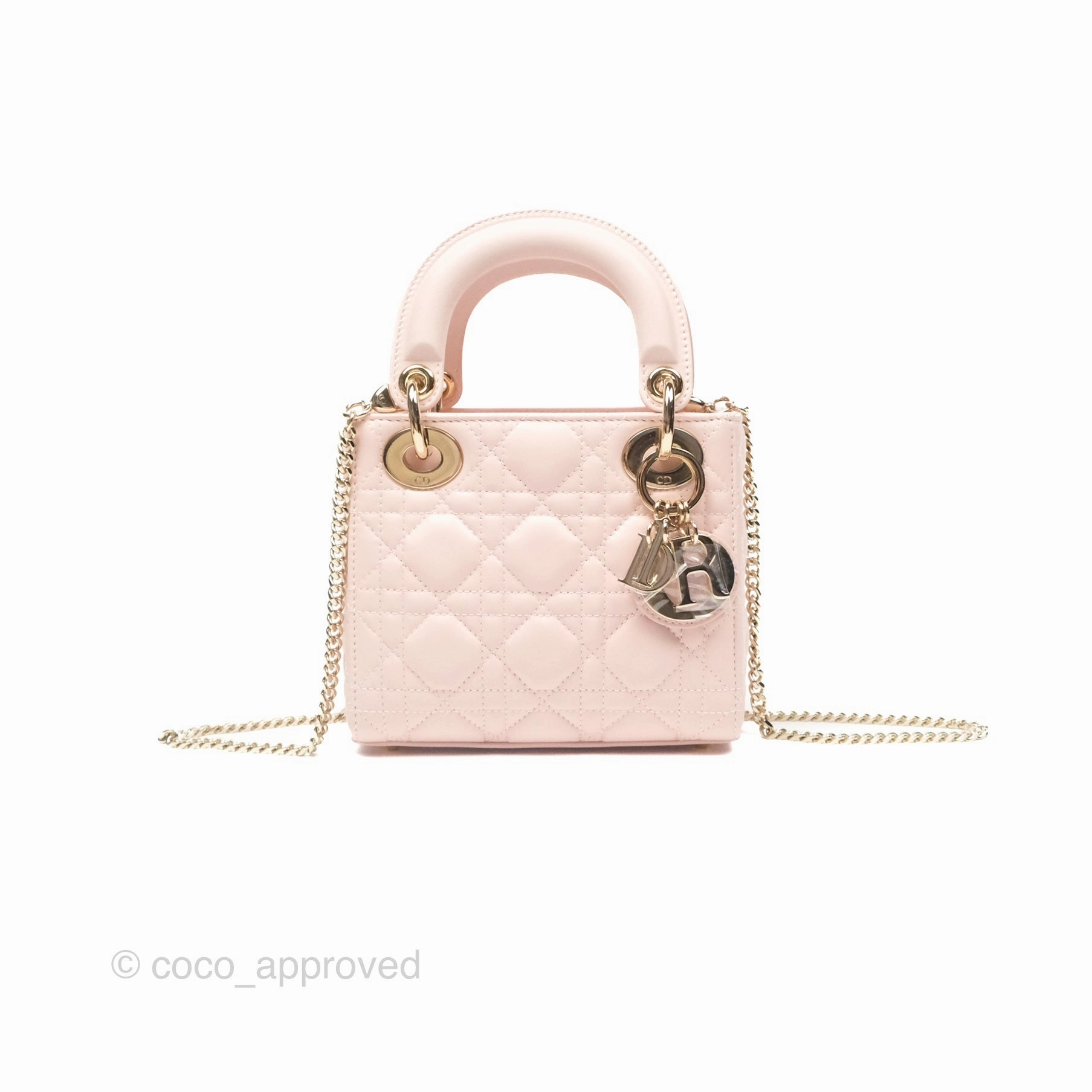 Christian Dior Mini Lady Dior Pink Lambskin Gold Hardware